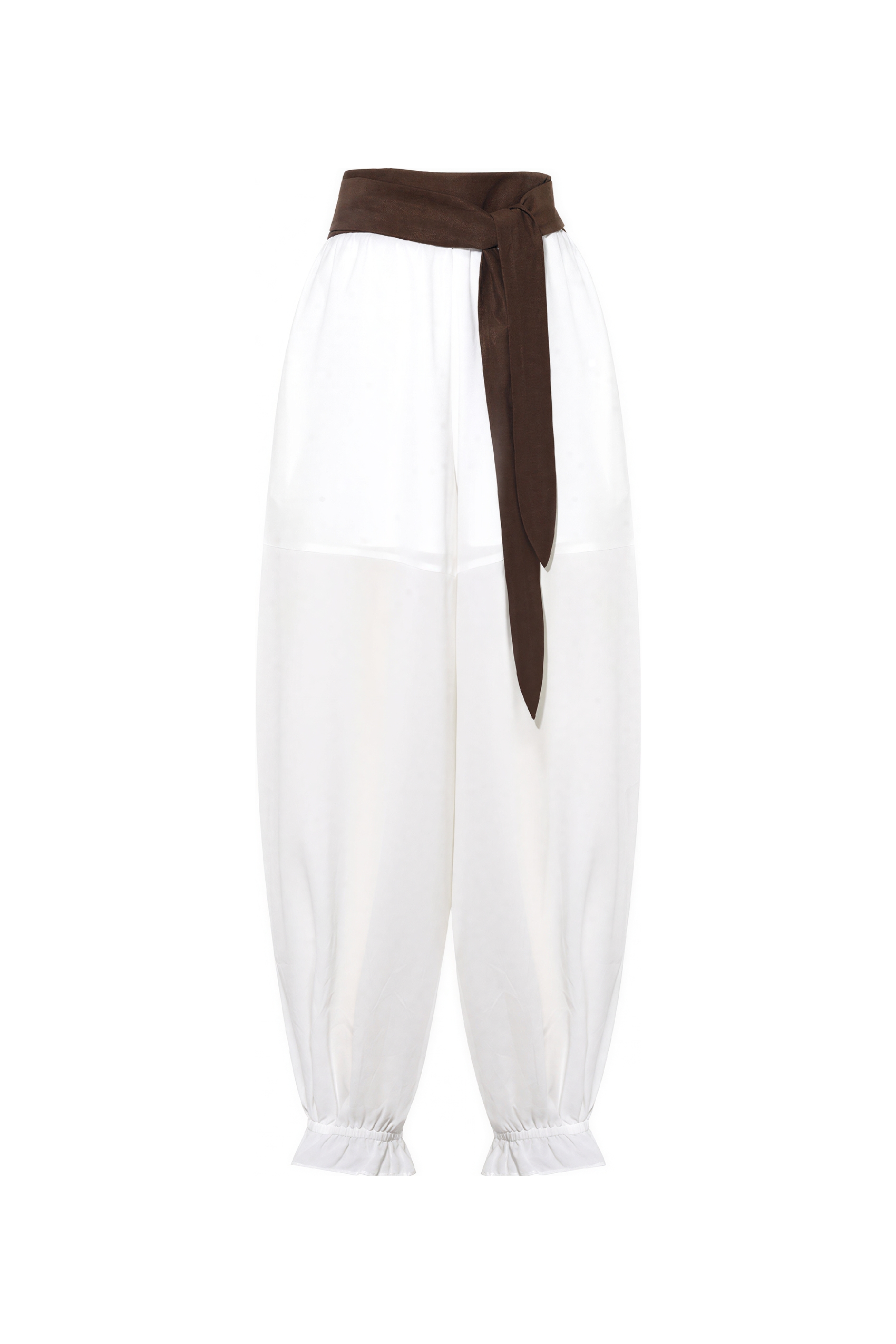 White Color-Block Balloon Pants