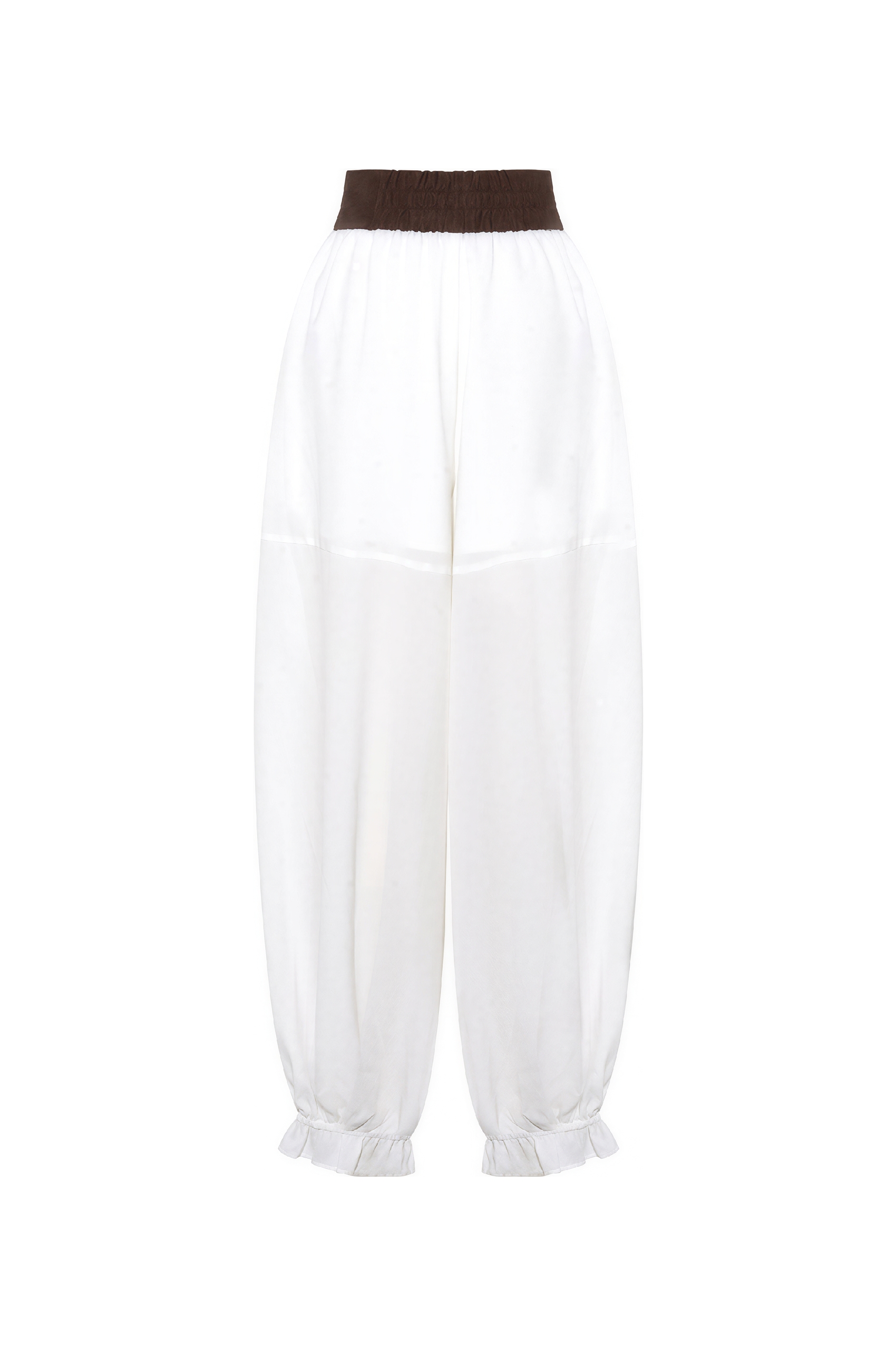 White Color-Block Balloon Pants