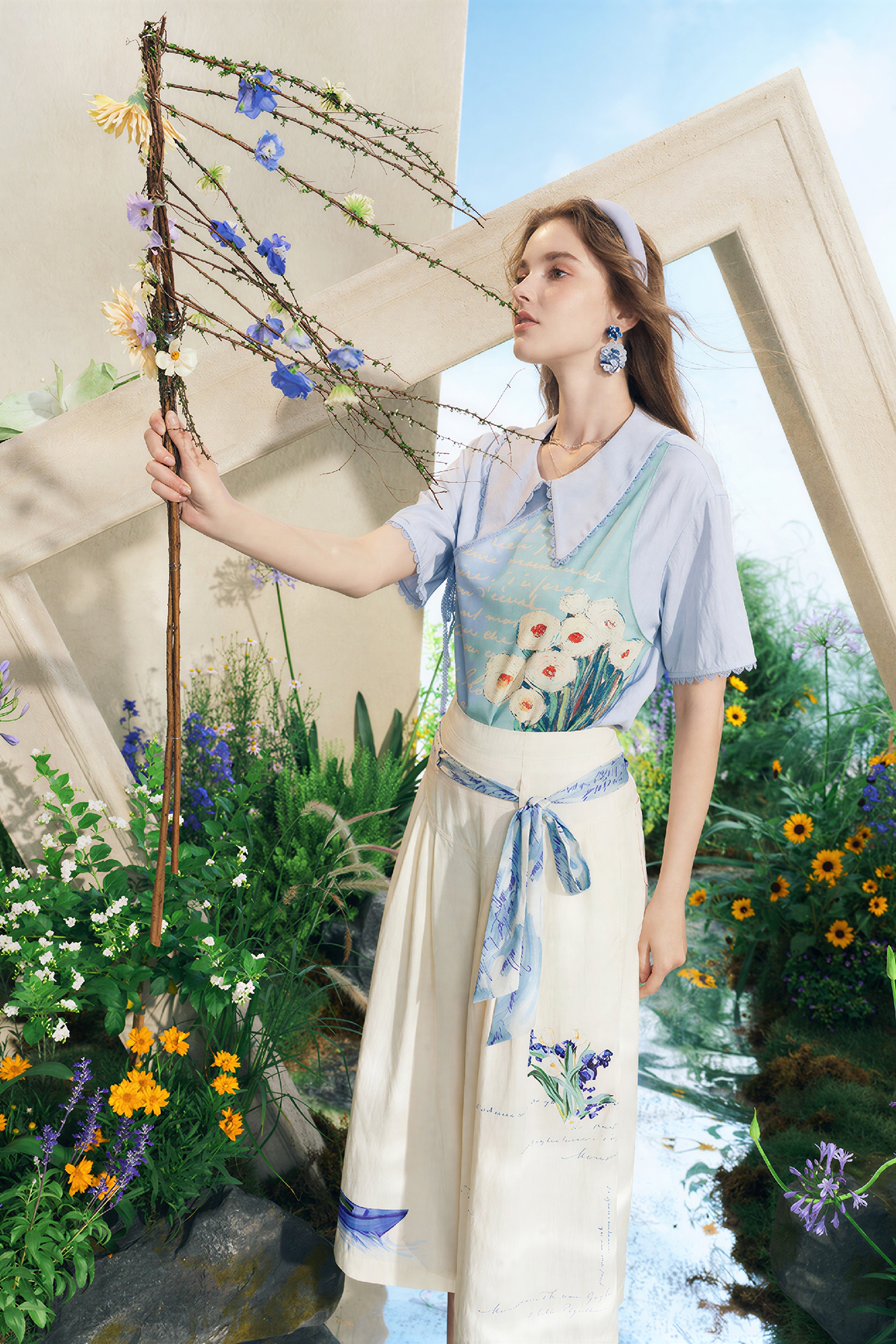 Lightweight Printed Cropped Culottes-LYONSENS