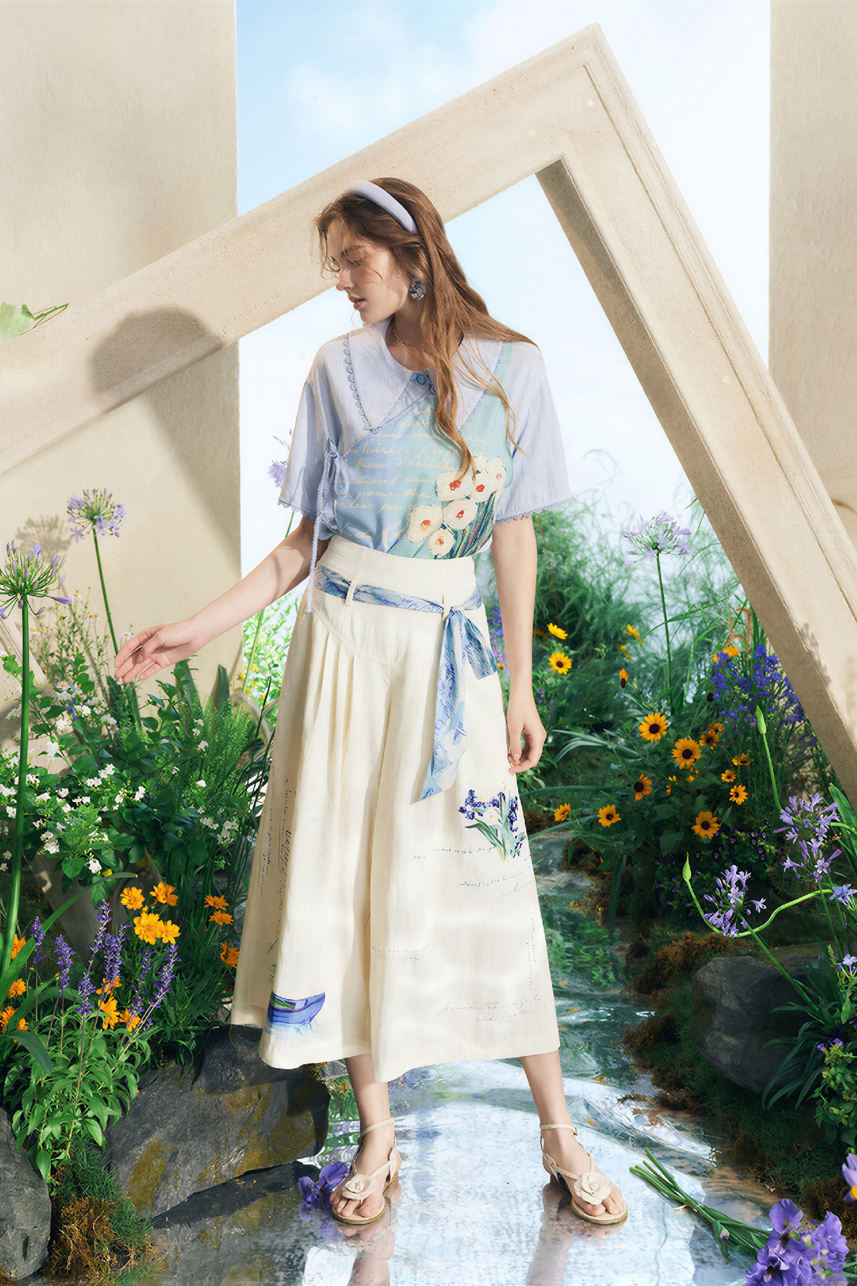Lightweight Printed Cropped Culottes-LYONSENS