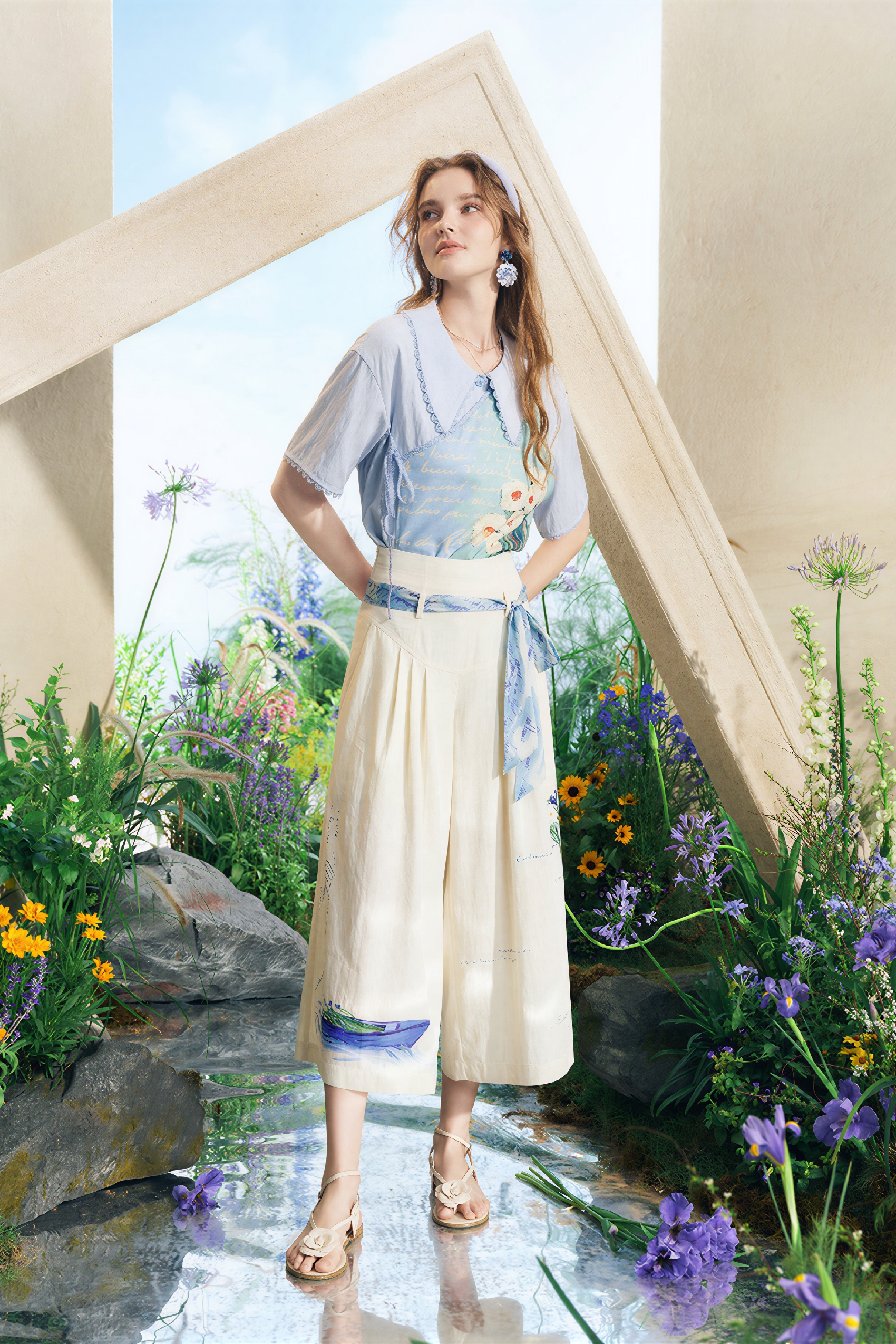 Lightweight Printed Cropped Culottes-LYONSENS