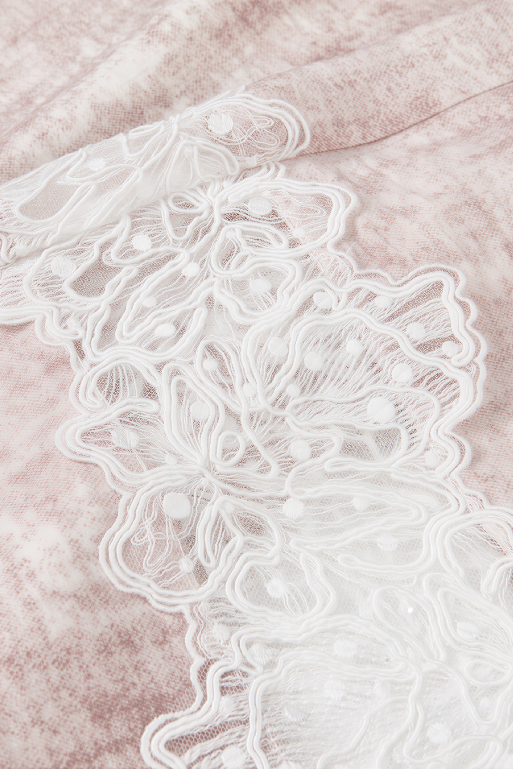 Printed Lace-Trim Cropped Pants