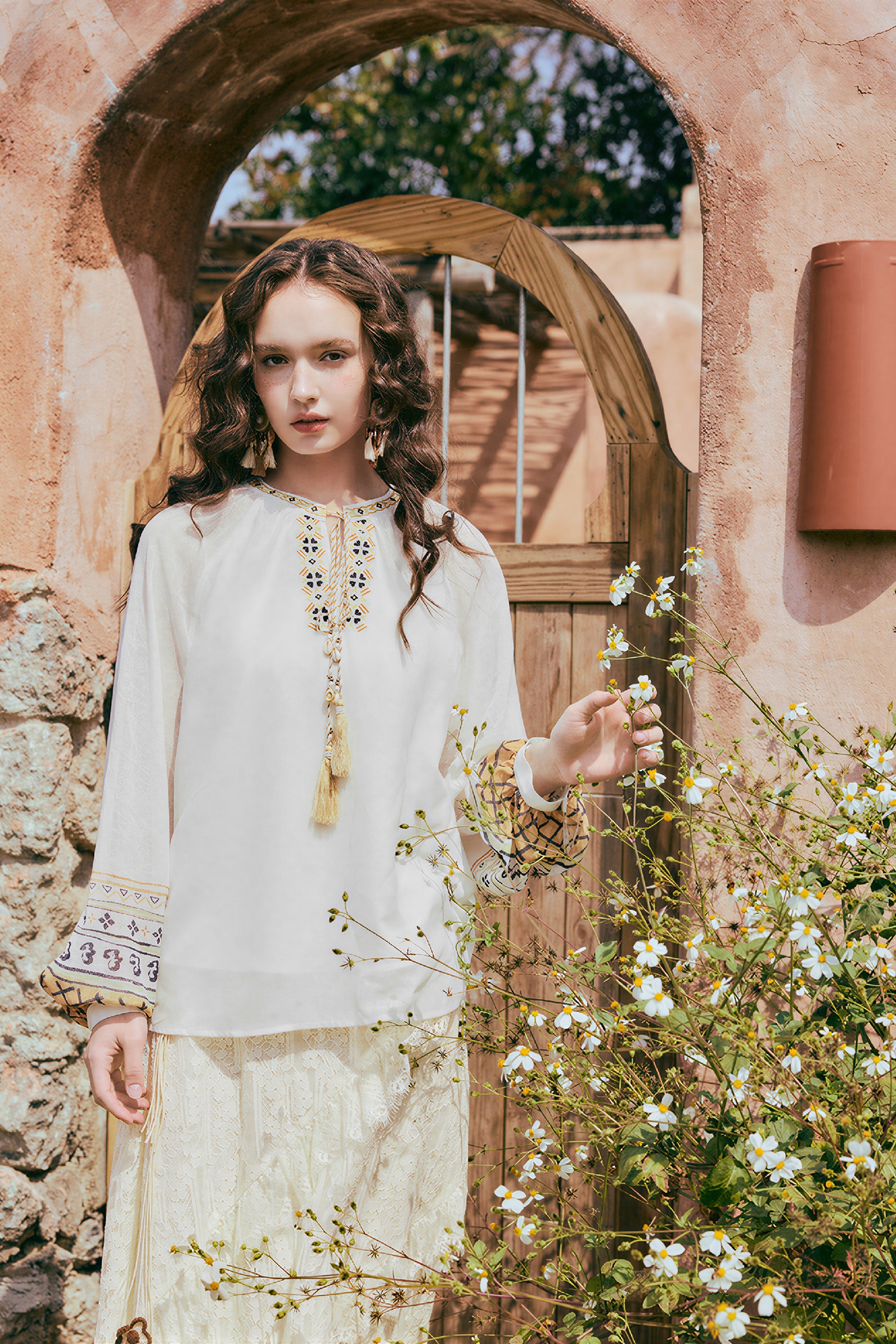 Ethnic Embroidered Chiffon Blouse