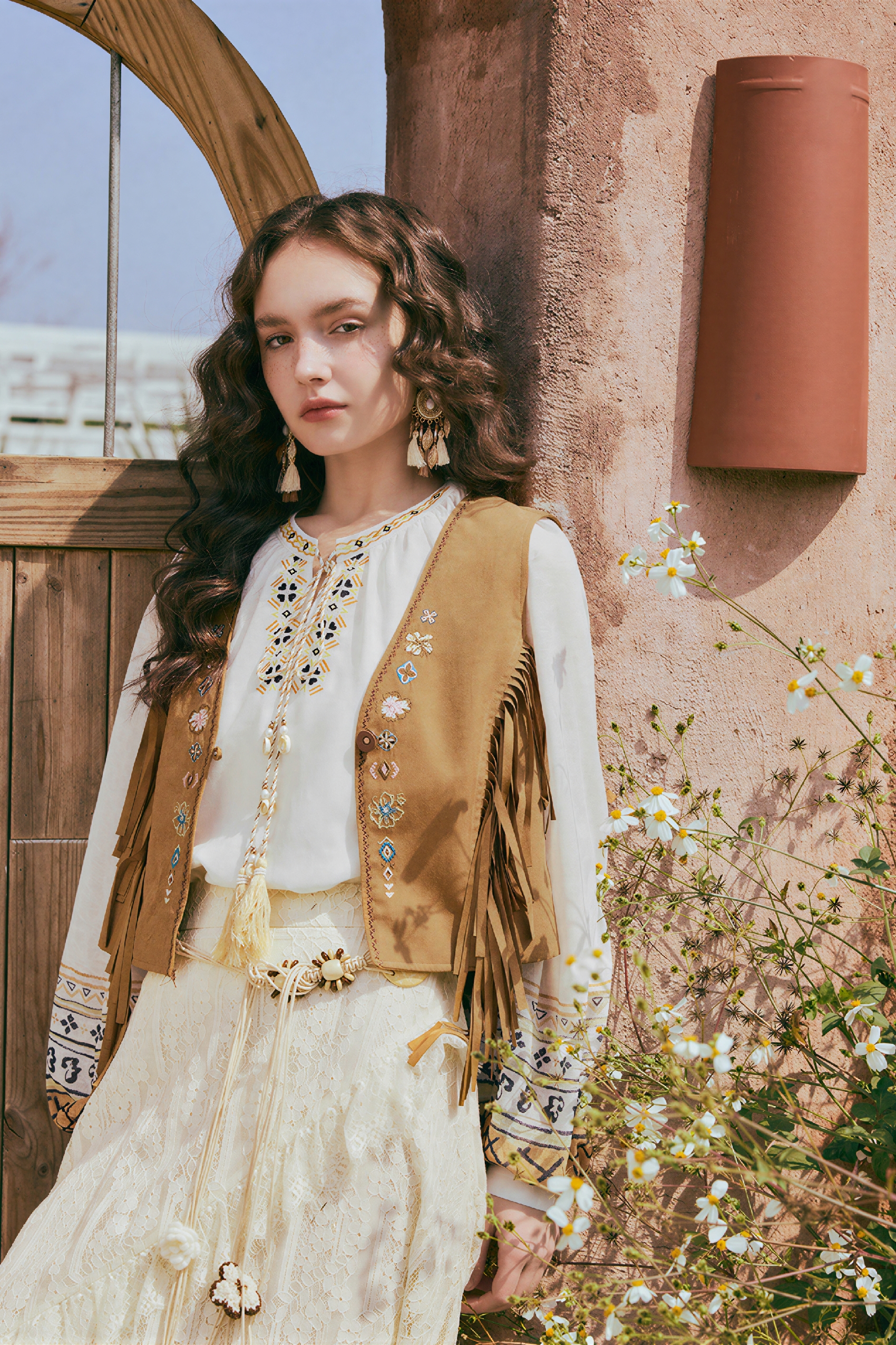 Ethnic Embroidered Chiffon Blouse