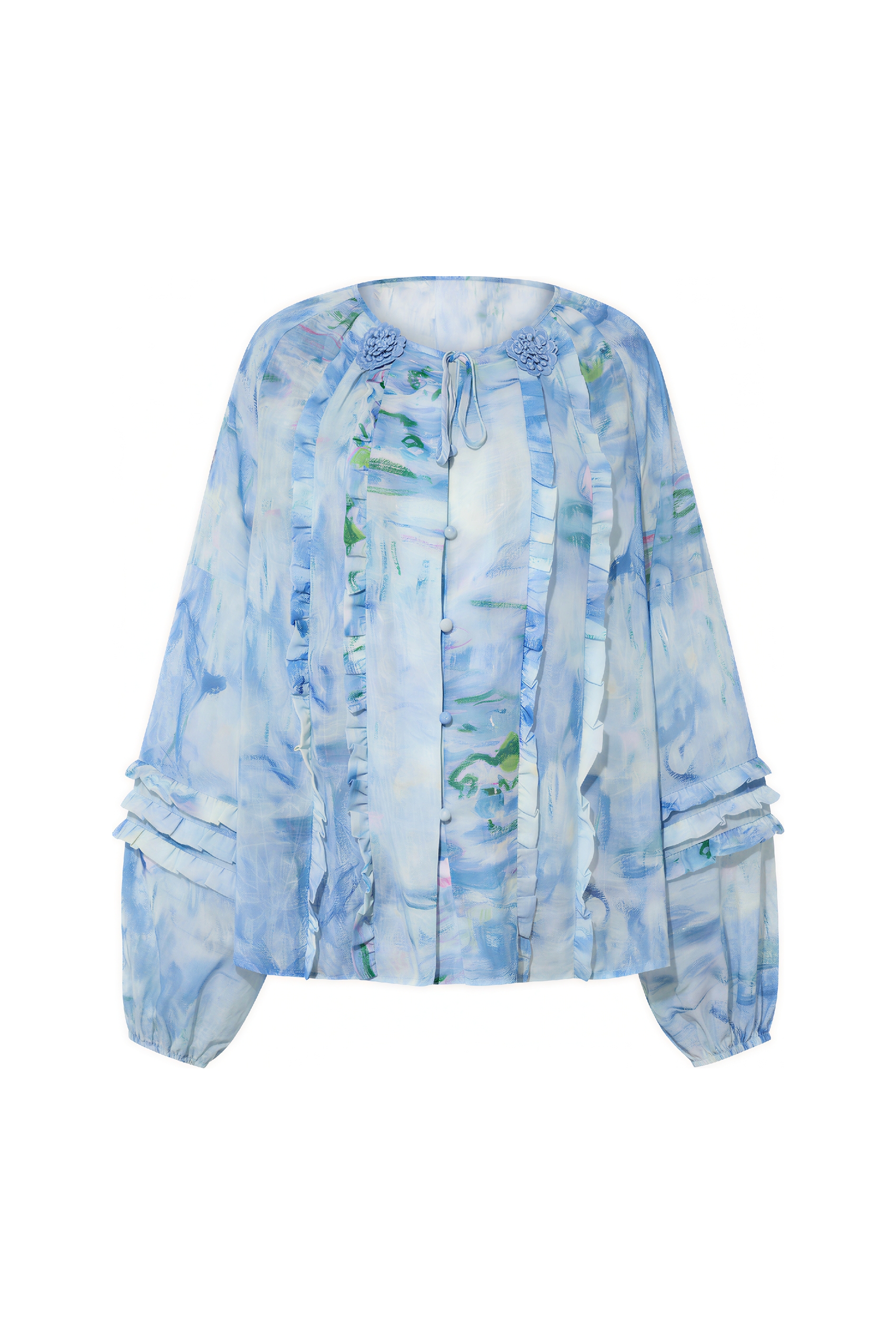 French Printed Versatile Chiffon Blouse-LYONSENS