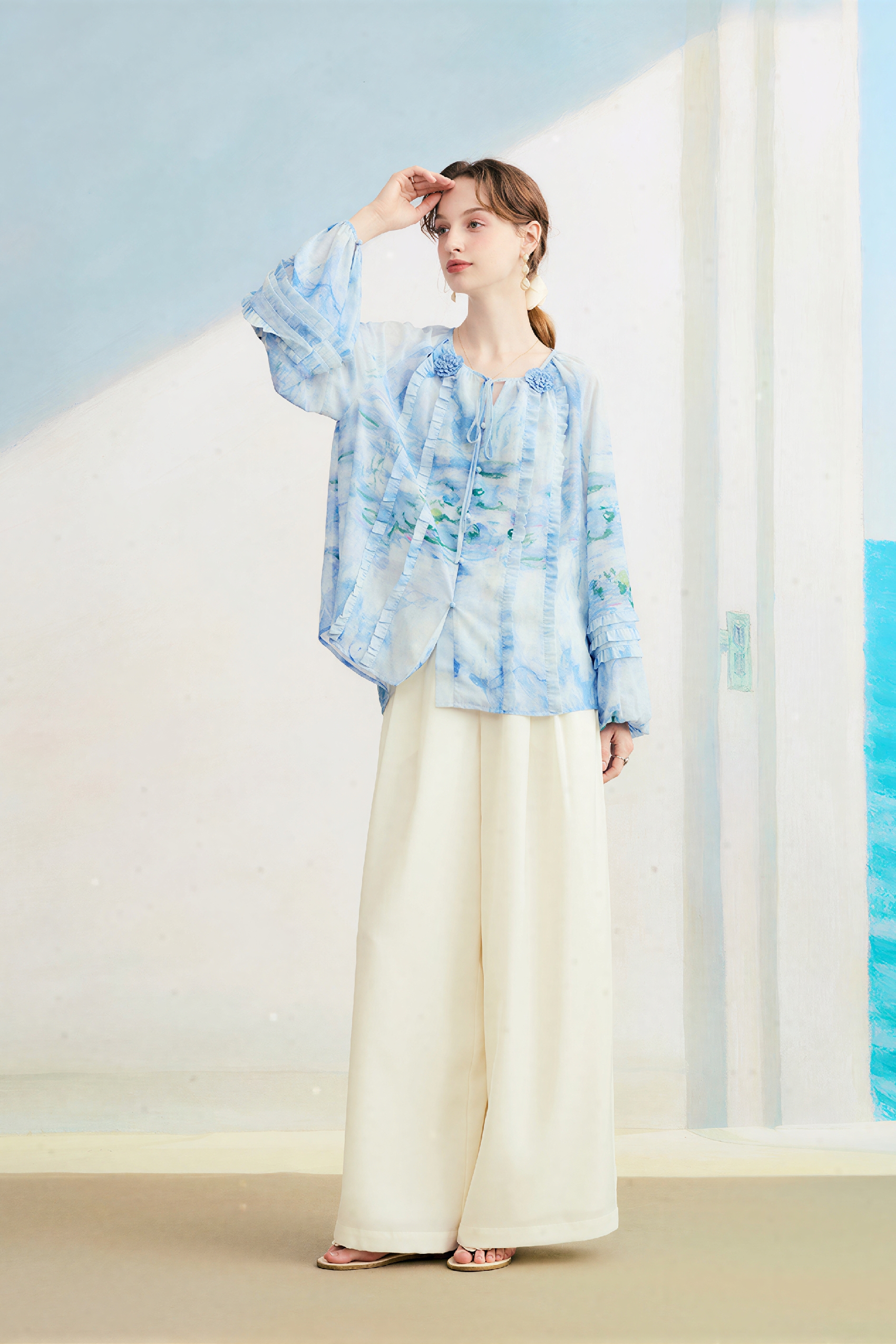 French Printed Versatile Chiffon Blouse-LYONSENS