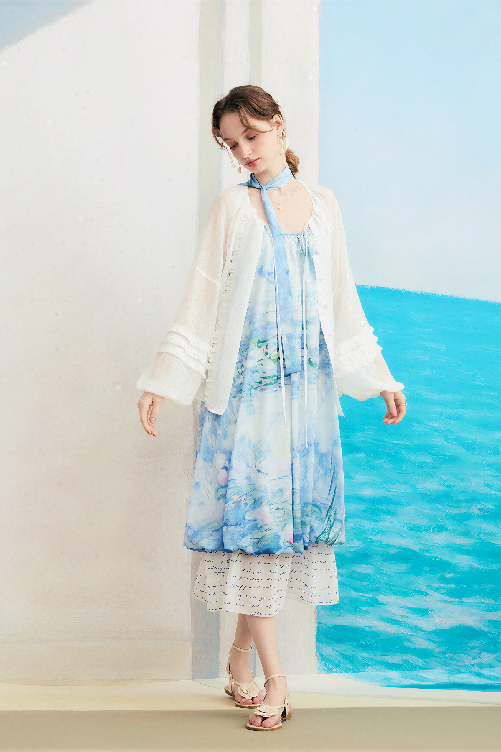 French Printed Versatile Chiffon Blouse-LYONSENS