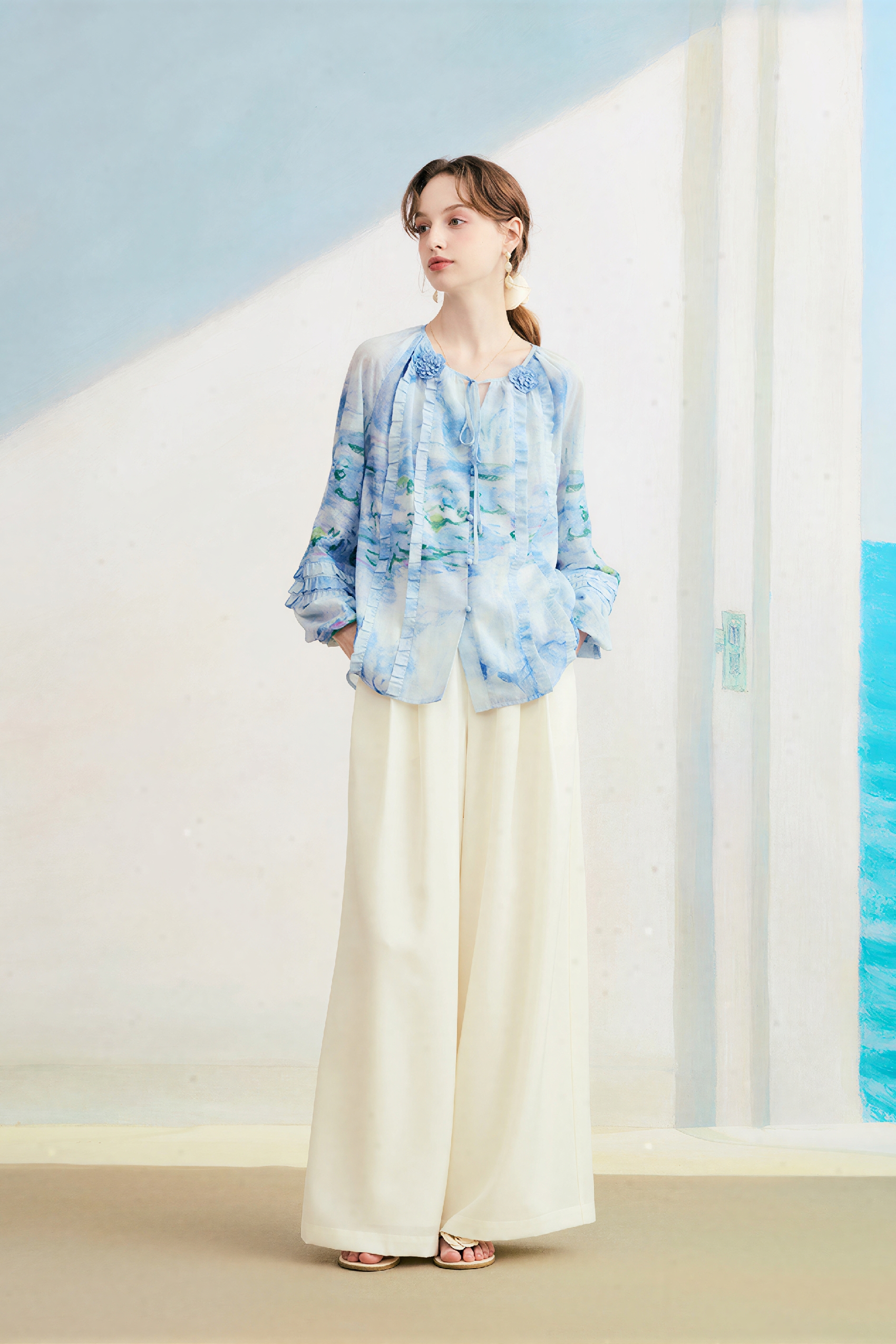 French Printed Versatile Chiffon Blouse-LYONSENS