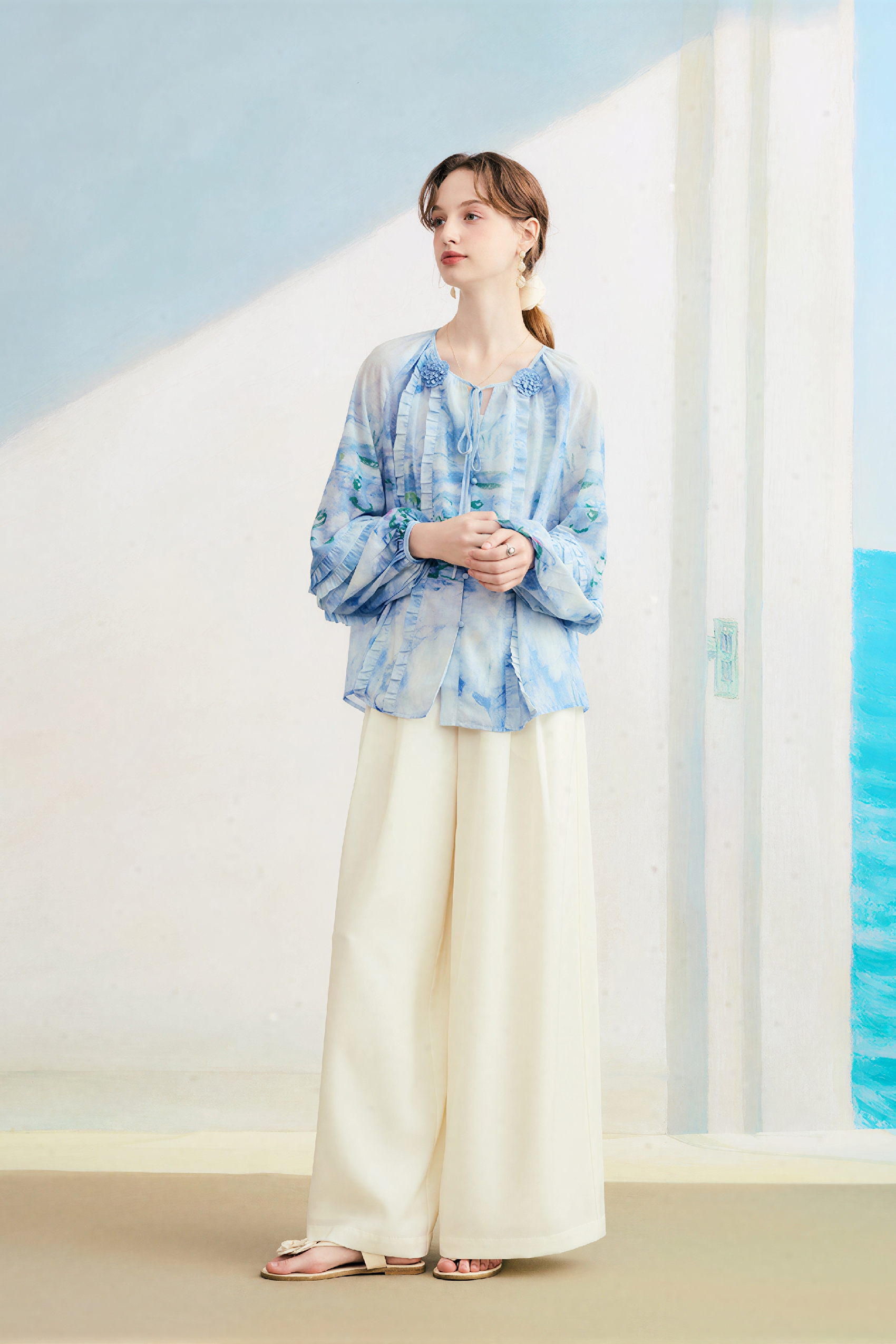 French Printed Versatile Chiffon Blouse-LYONSENS