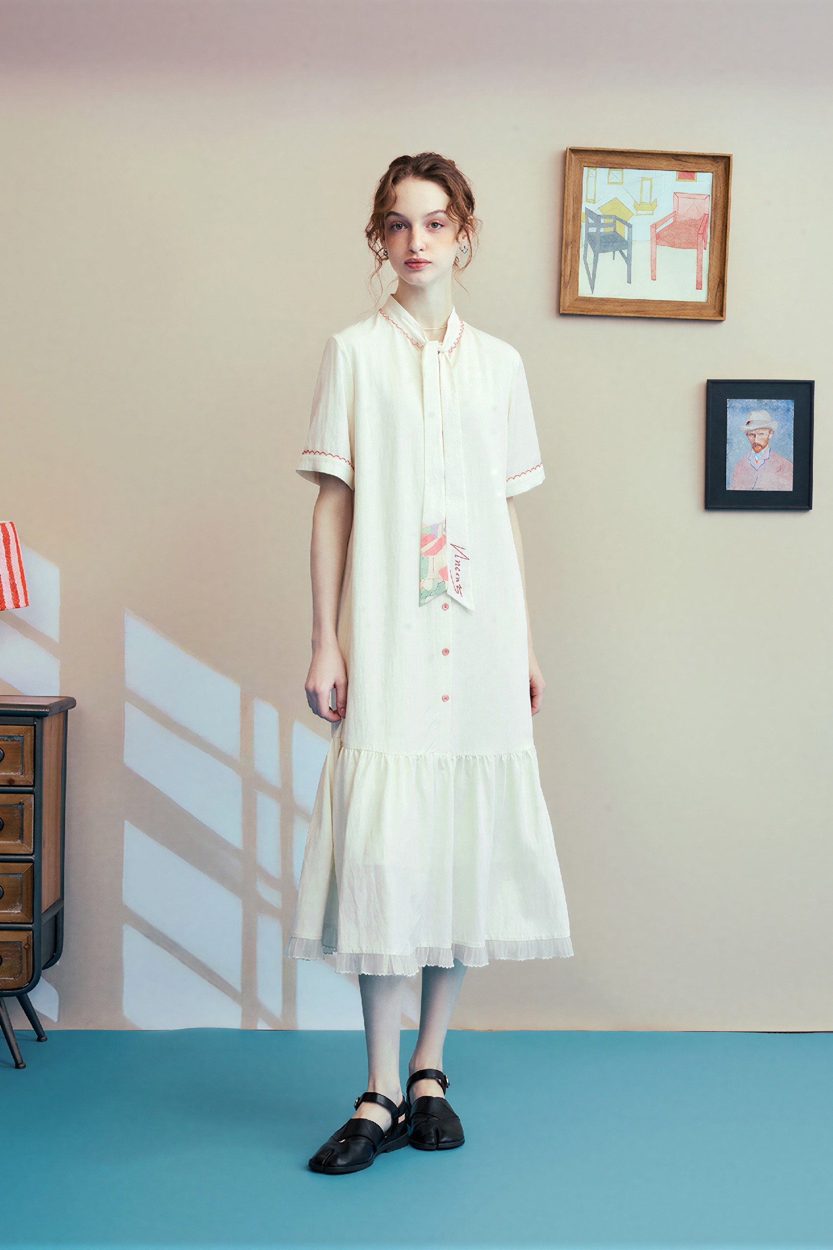 French Lightweight Shirt Dress for Work & Casual