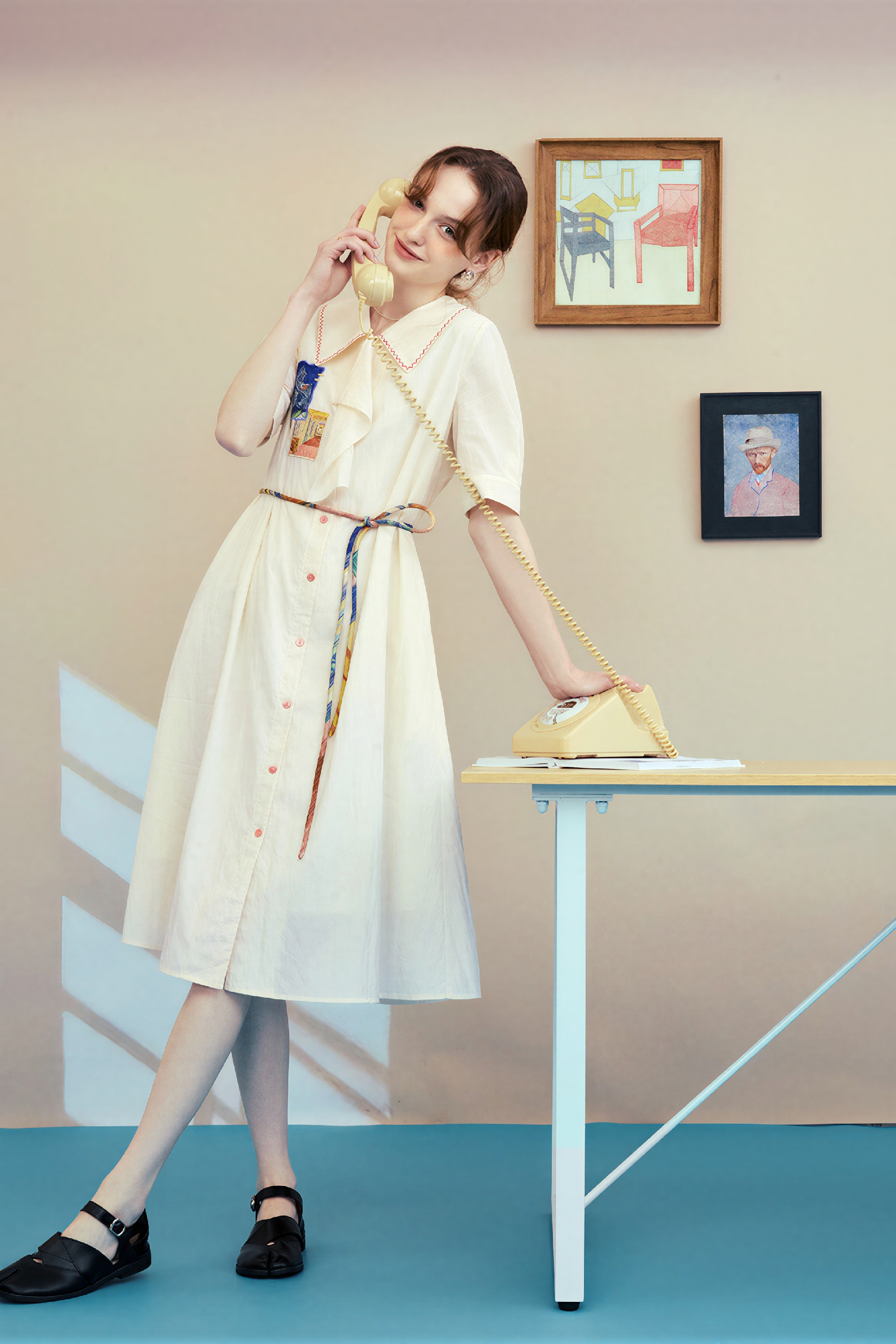Van Gogh-Inspired Applique Embroidered Dress | LYONSENS Women's Fashion