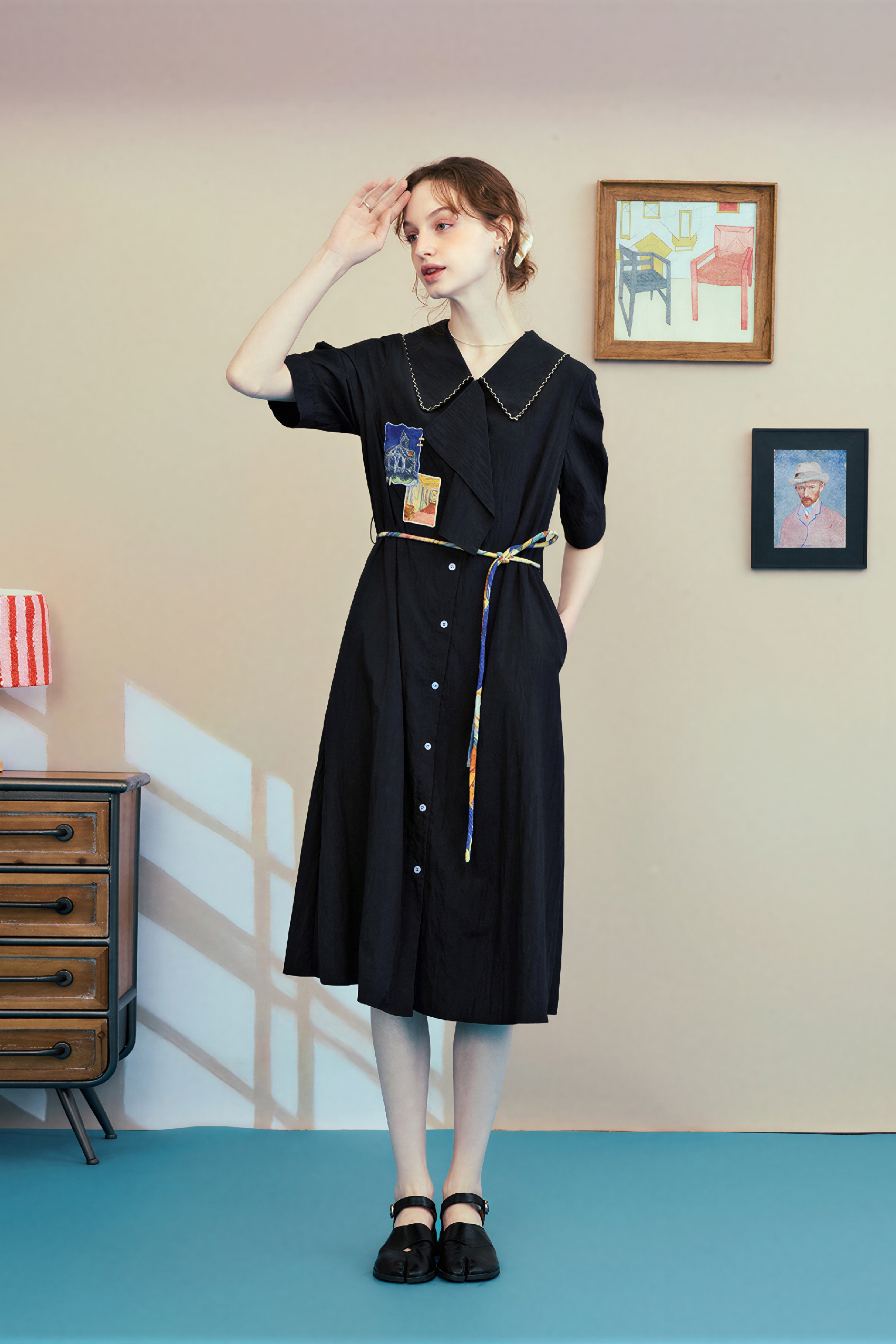Van Gogh-Inspired Applique Embroidered Dress | LYONSENS Women's Fashion