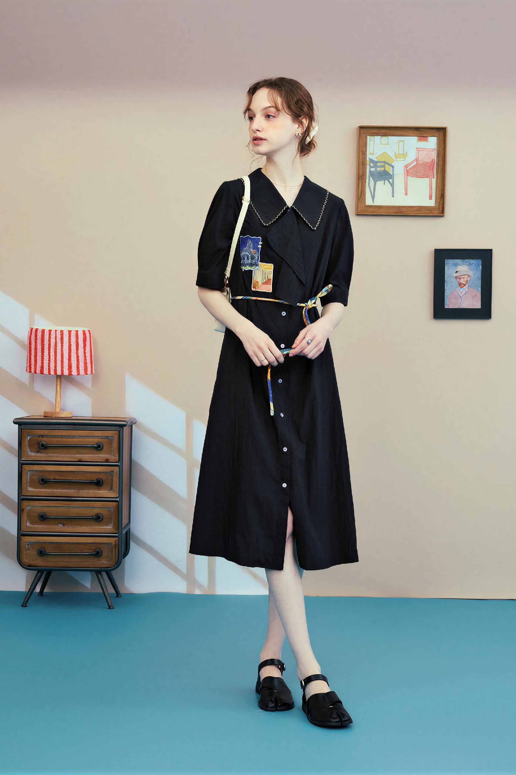 Van Gogh-Inspired Applique Embroidered Dress | LYONSENS Women's Fashion