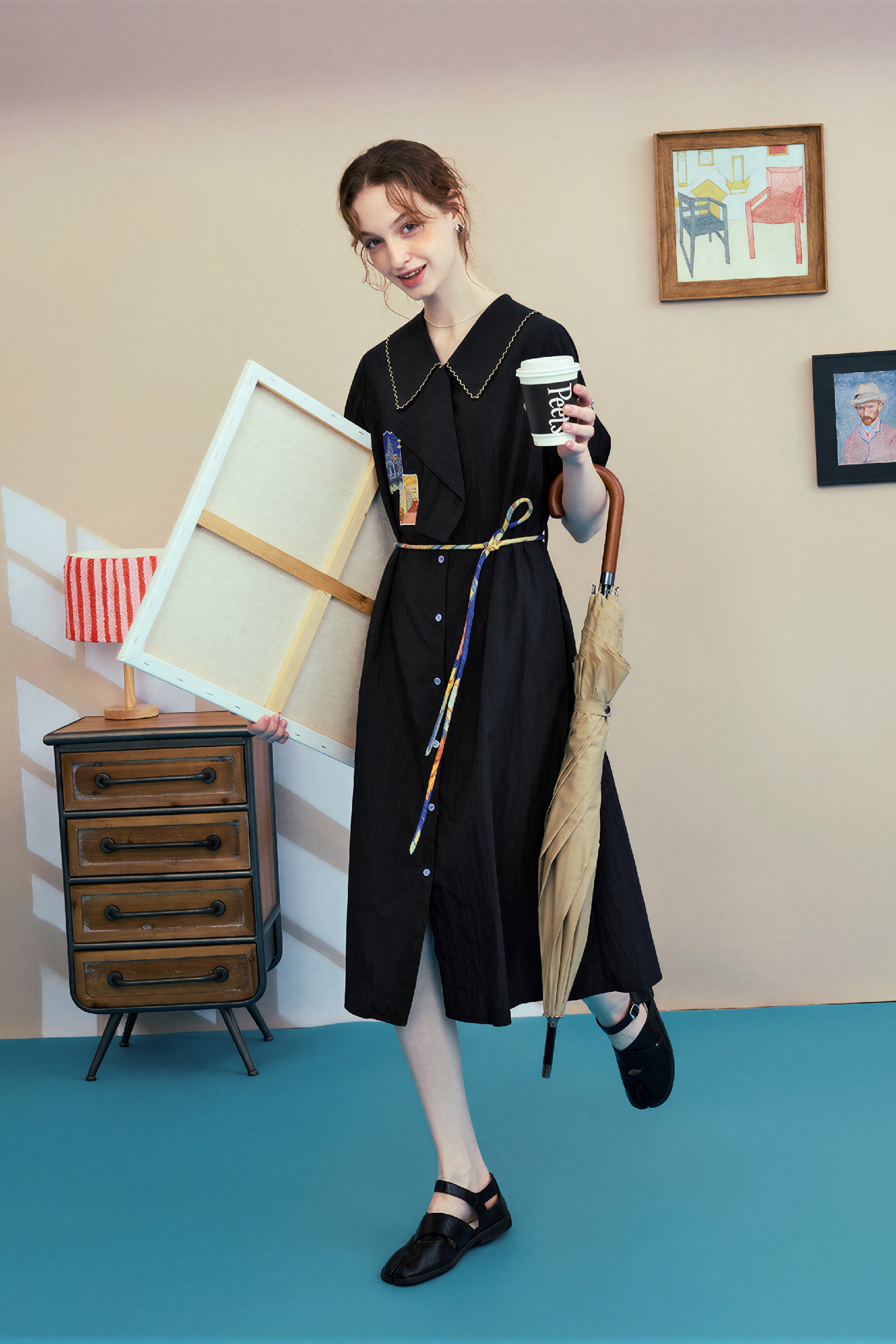 Van Gogh-Inspired Applique Embroidered Dress | LYONSENS Women's Fashion