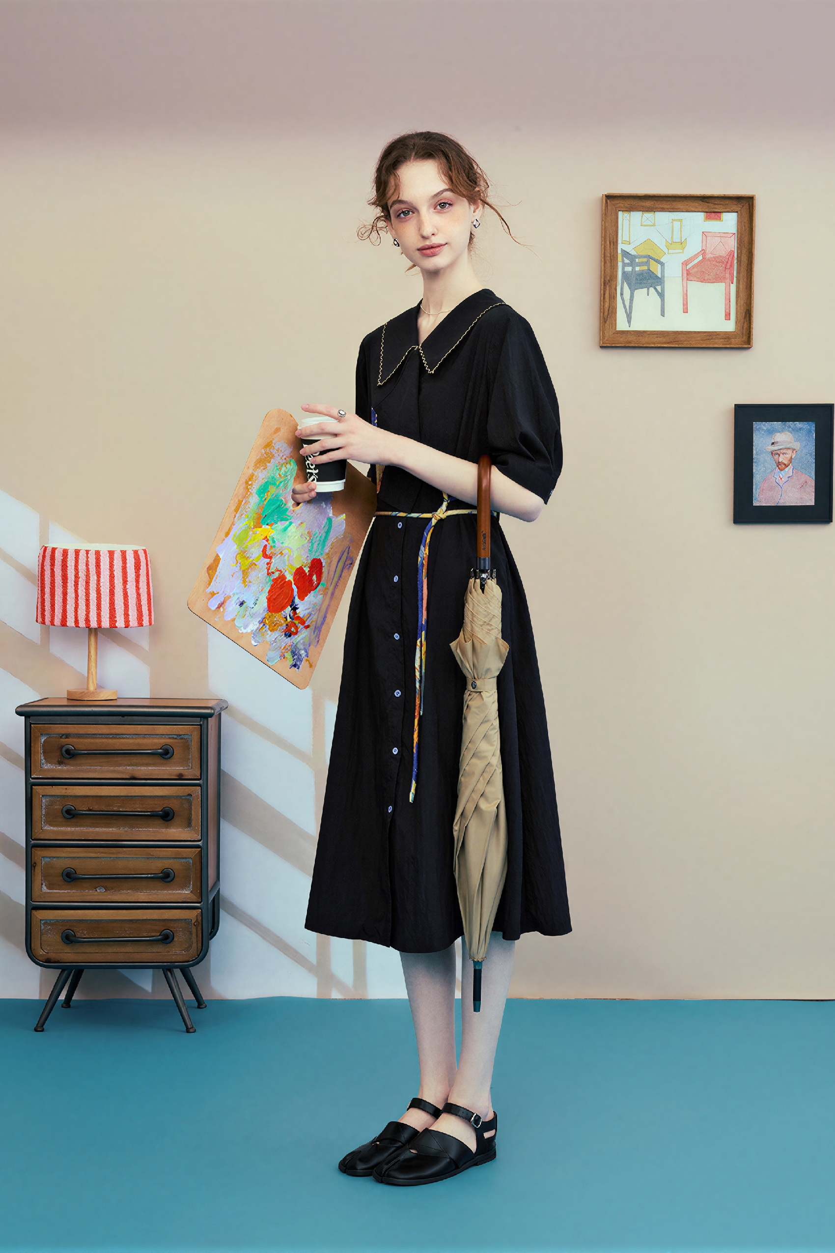 Van Gogh-Inspired Applique Embroidered Dress | LYONSENS Women's Fashion