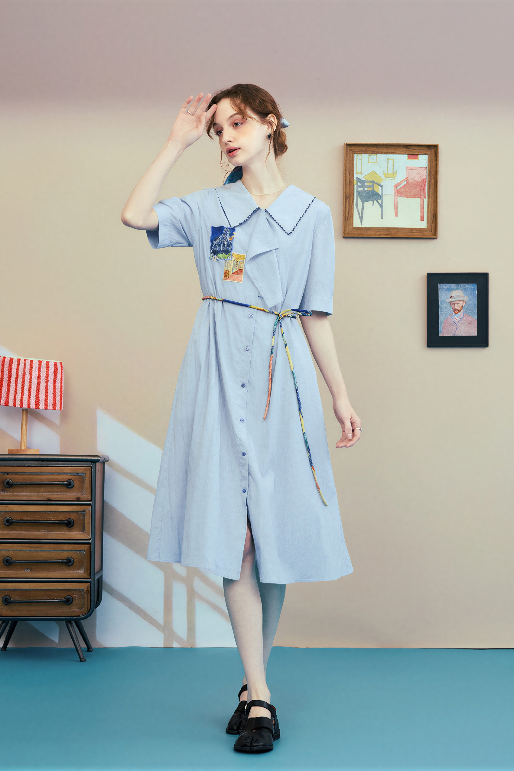 Van Gogh-Inspired Applique Embroidered Dress | LYONSENS Women's Fashion