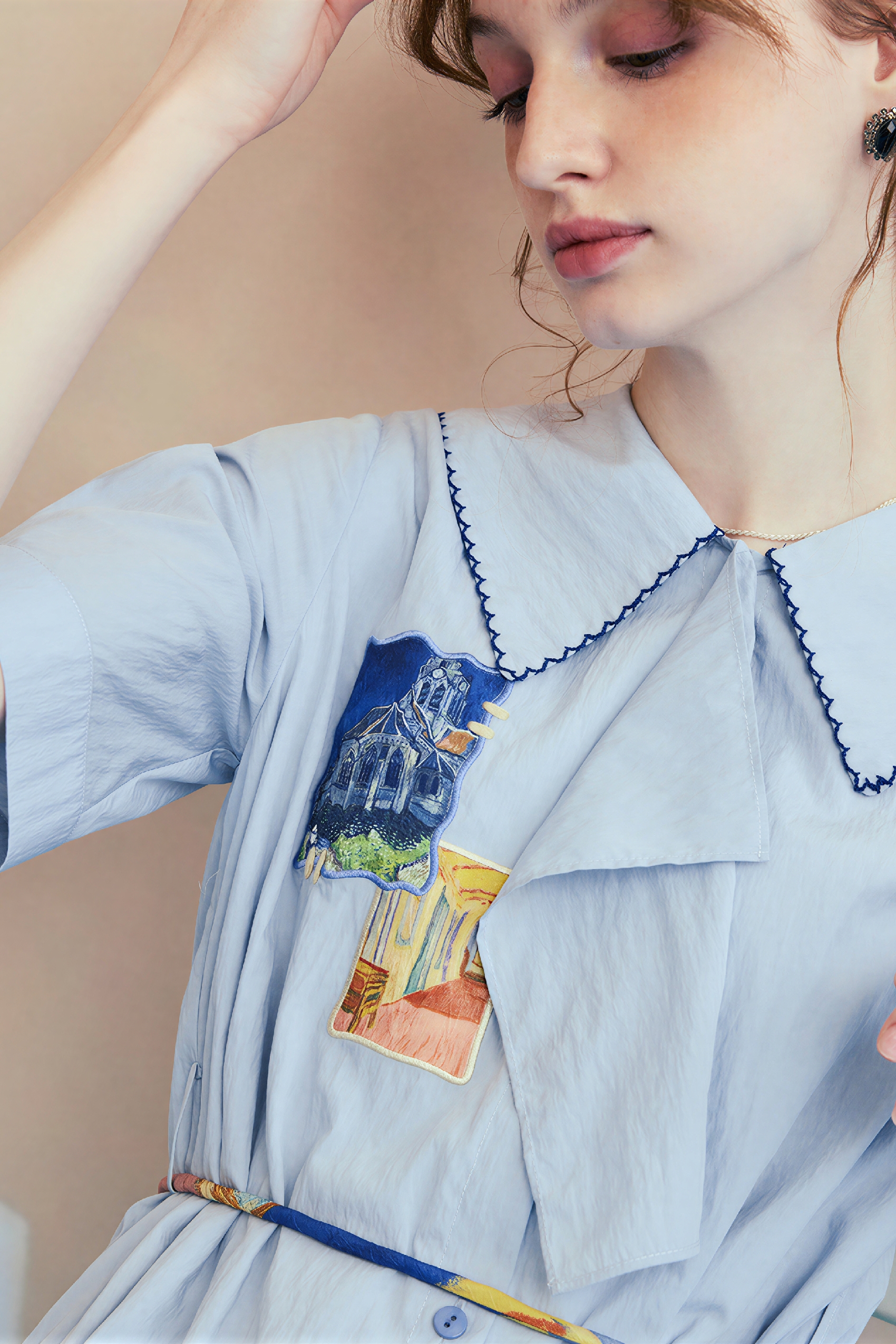 Van Gogh-Inspired Applique Embroidered Dress | LYONSENS Women's Fashion