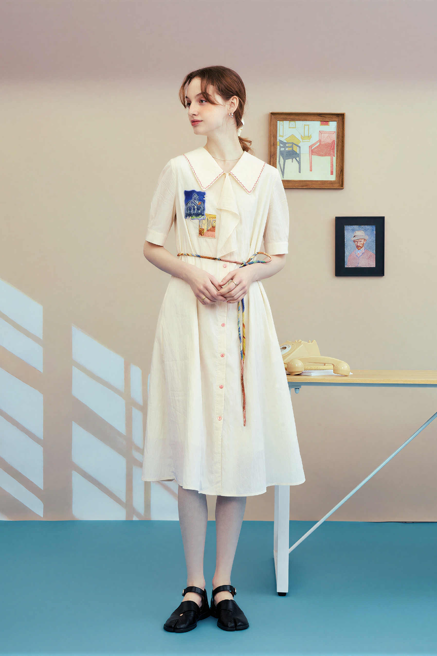 Van Gogh-Inspired Applique Embroidered Dress | LYONSENS Women's Fashion