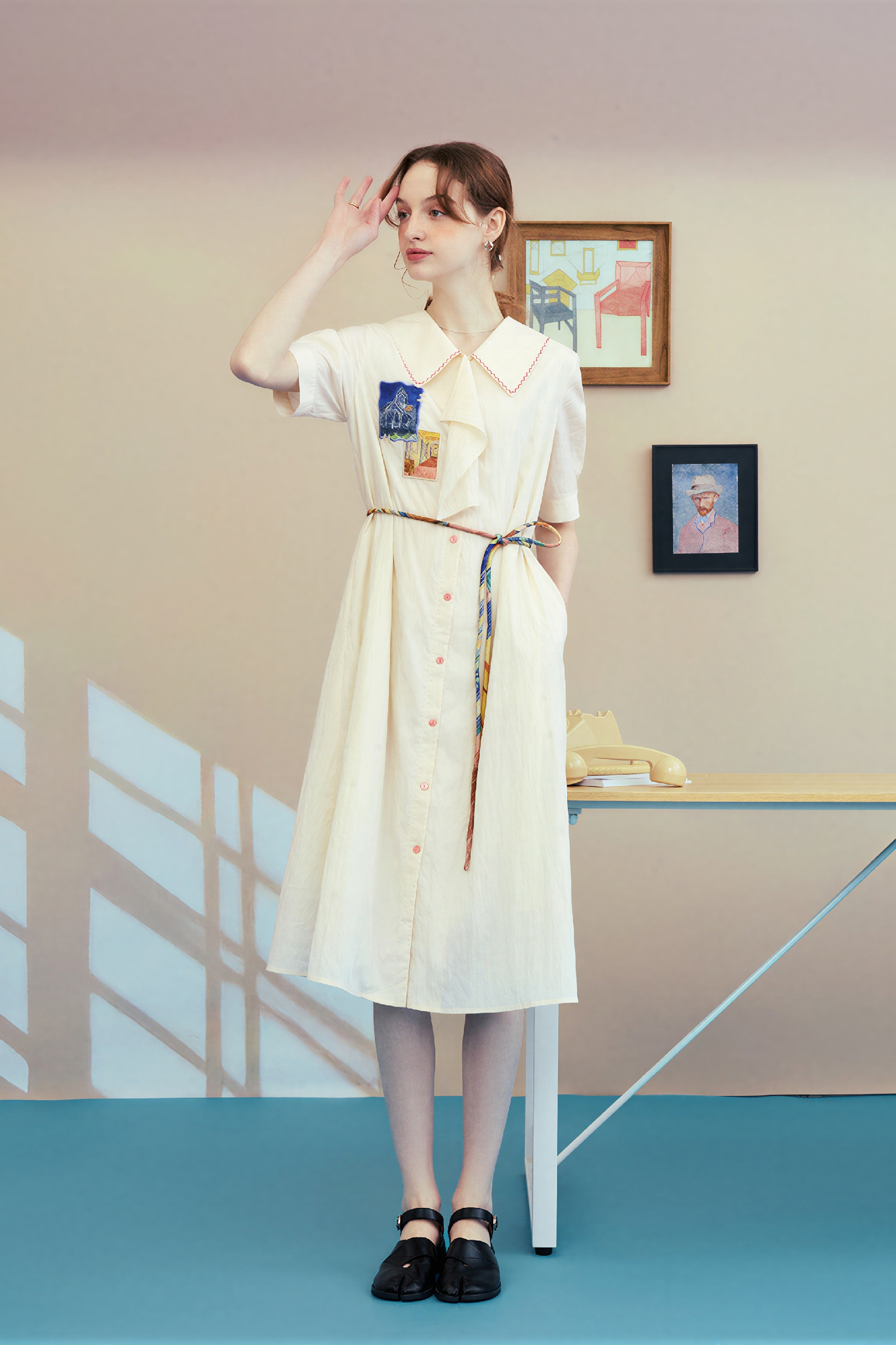 Van Gogh-Inspired Applique Embroidered Dress | LYONSENS Women's Fashion