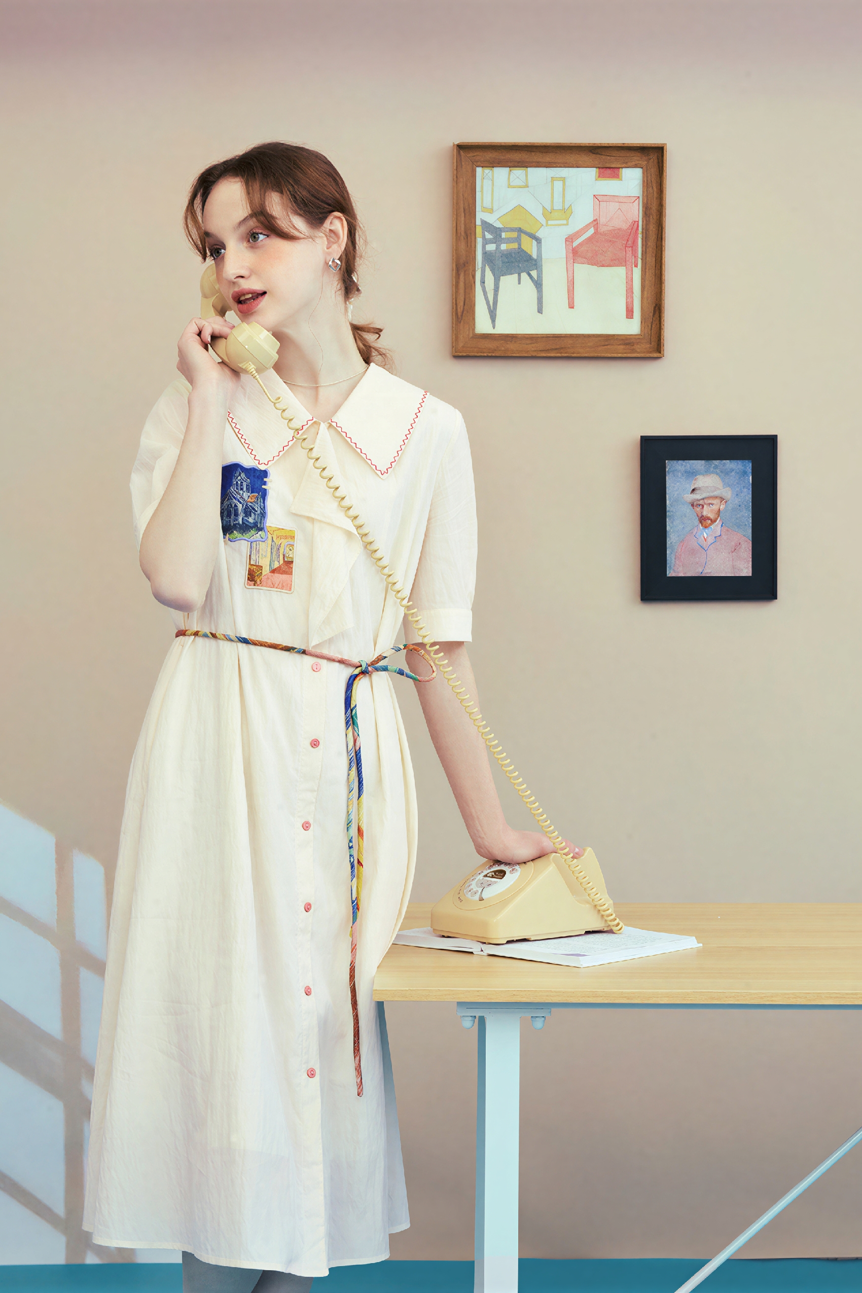 Van Gogh-Inspired Applique Embroidered Dress | LYONSENS Women's Fashion