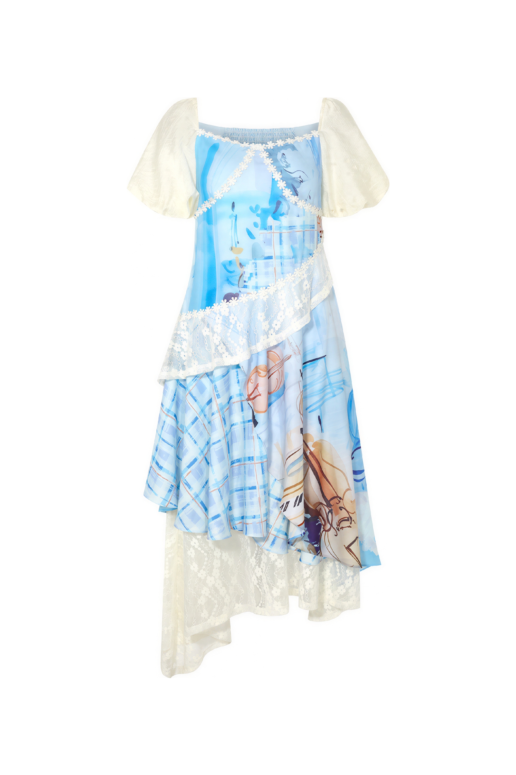 Sweet Puff-Sleeve Designer Dress