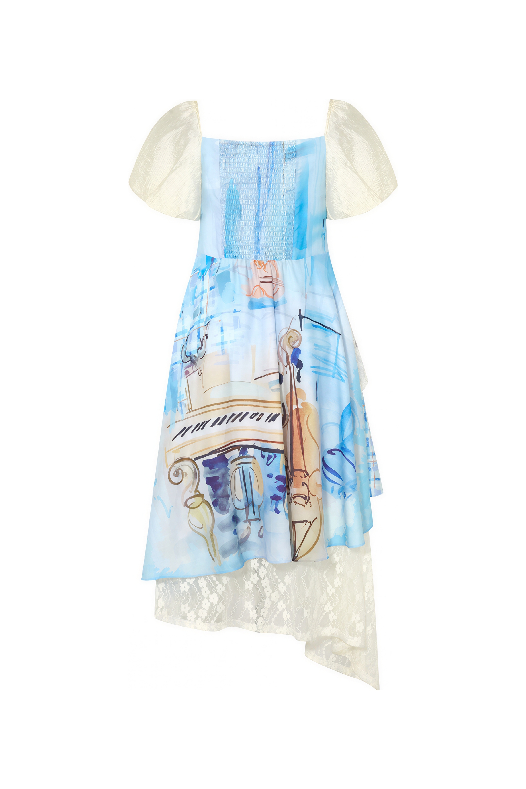 Sweet Puff-Sleeve Designer Dress