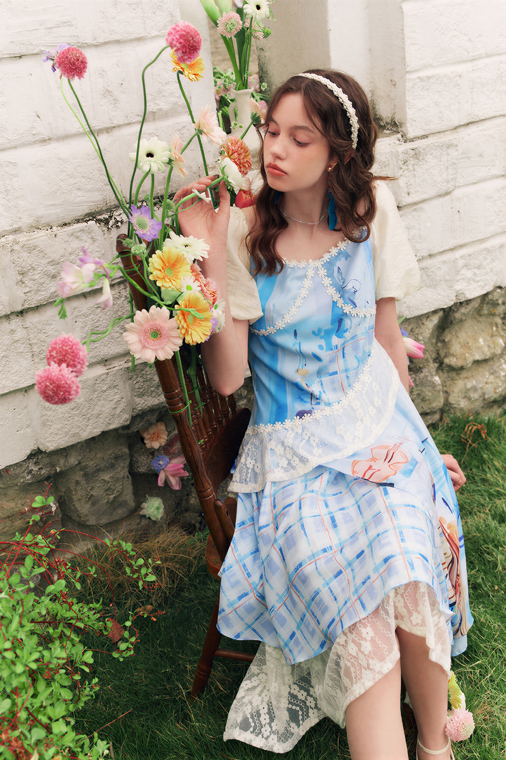 Sweet Puff-Sleeve Designer Dress