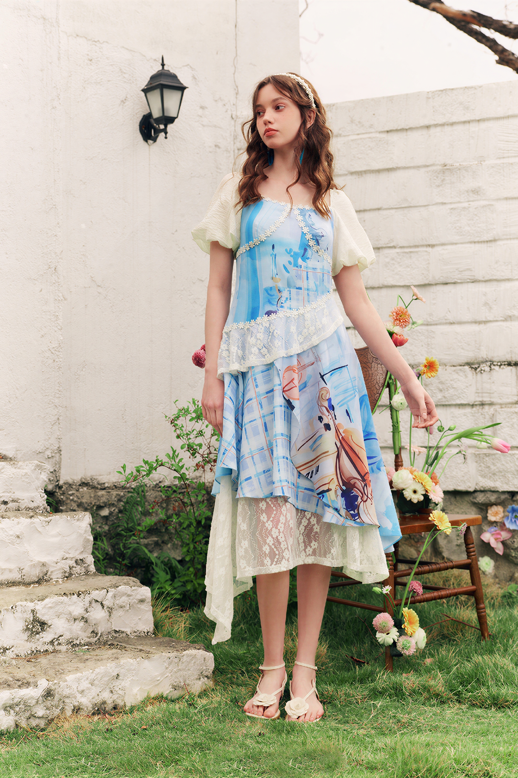 Sweet Puff-Sleeve Designer Dress