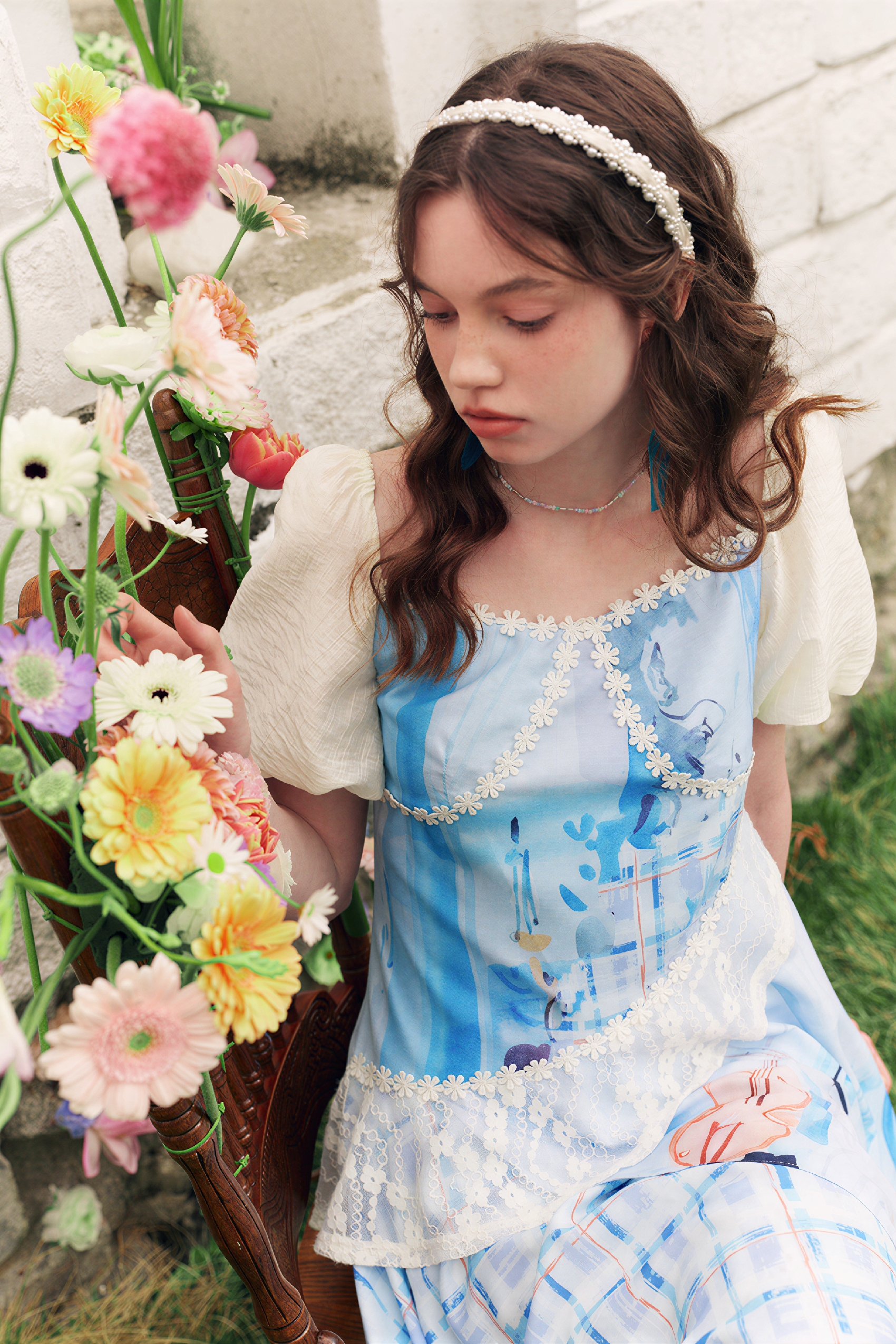 Sweet Puff-Sleeve Designer Dress