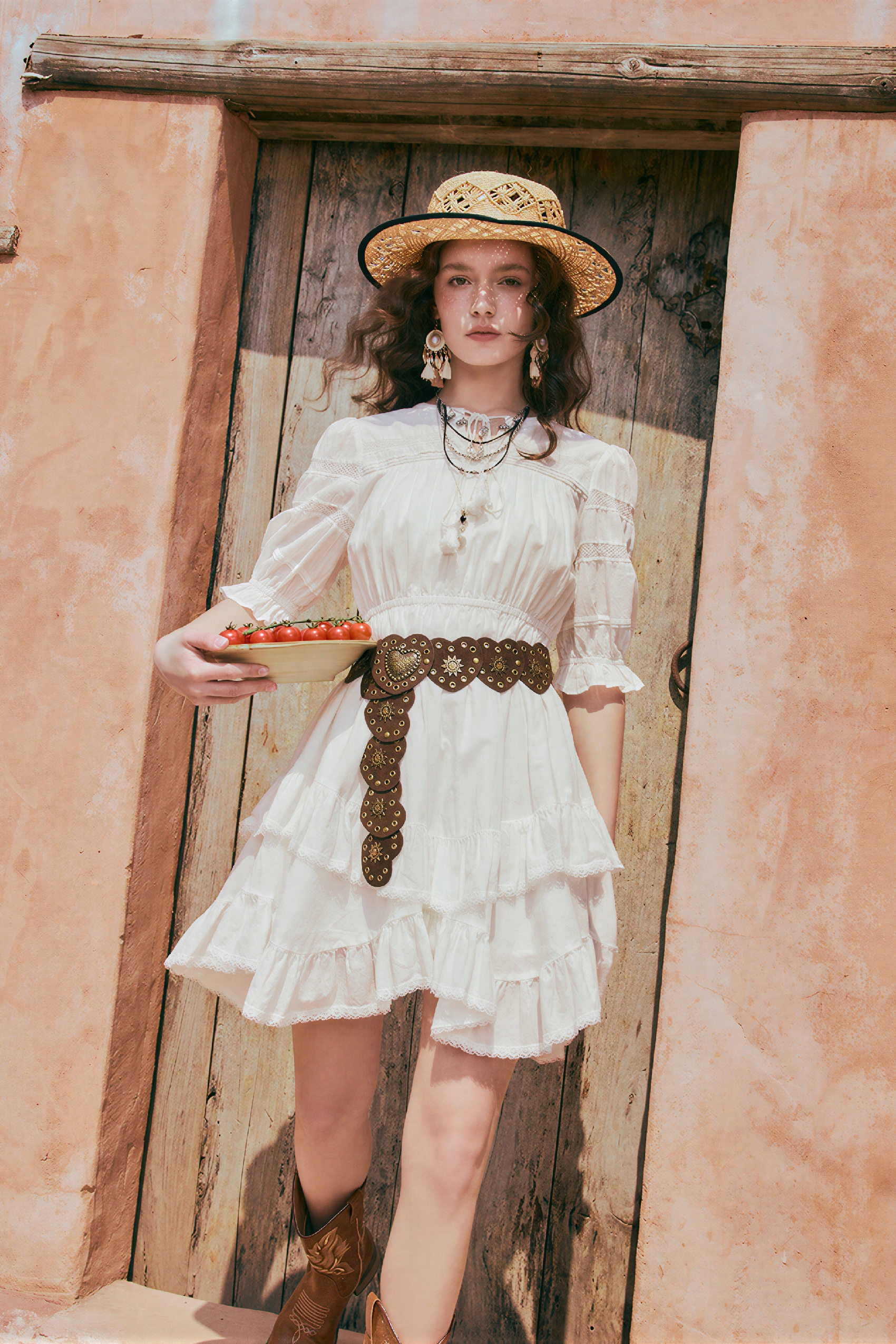 Bohemian White Slim Mini Dress