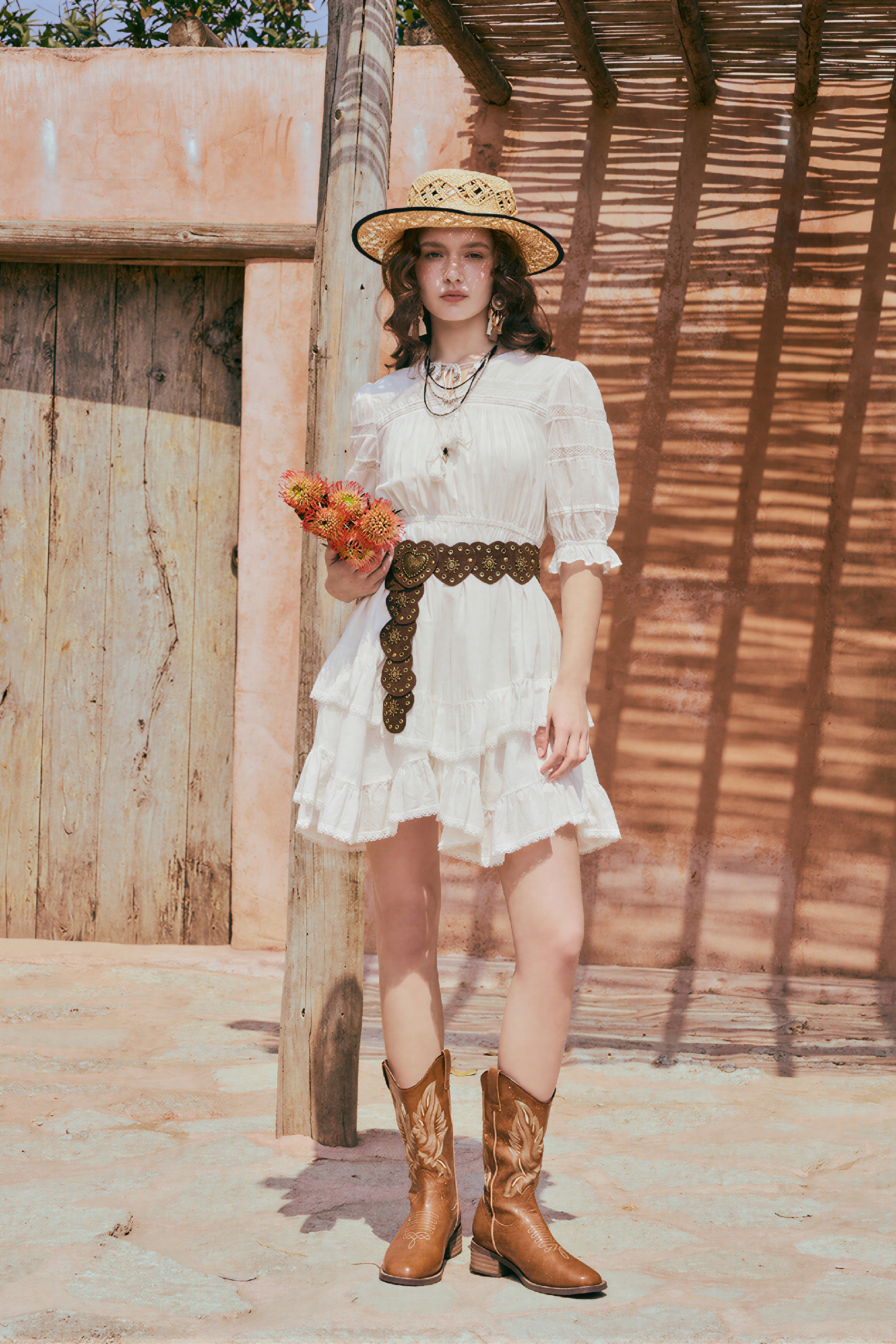 Bohemian White Slim Mini Dress