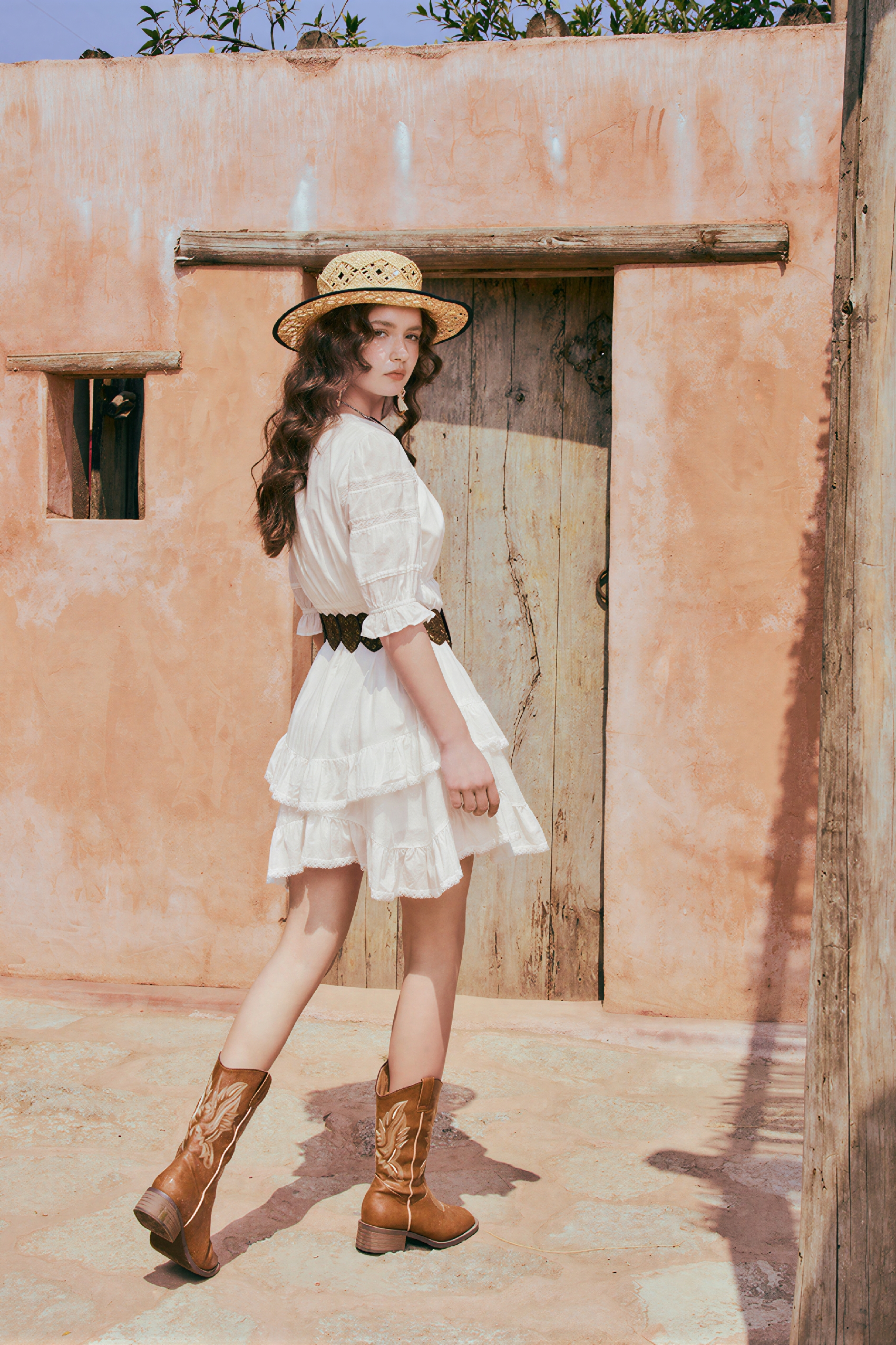 Bohemian White Slim Mini Dress