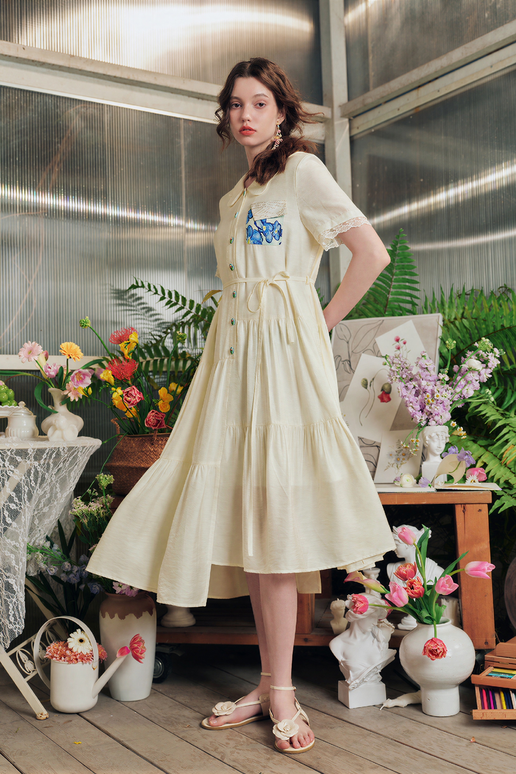 French Waist-Defined Shirt Dress