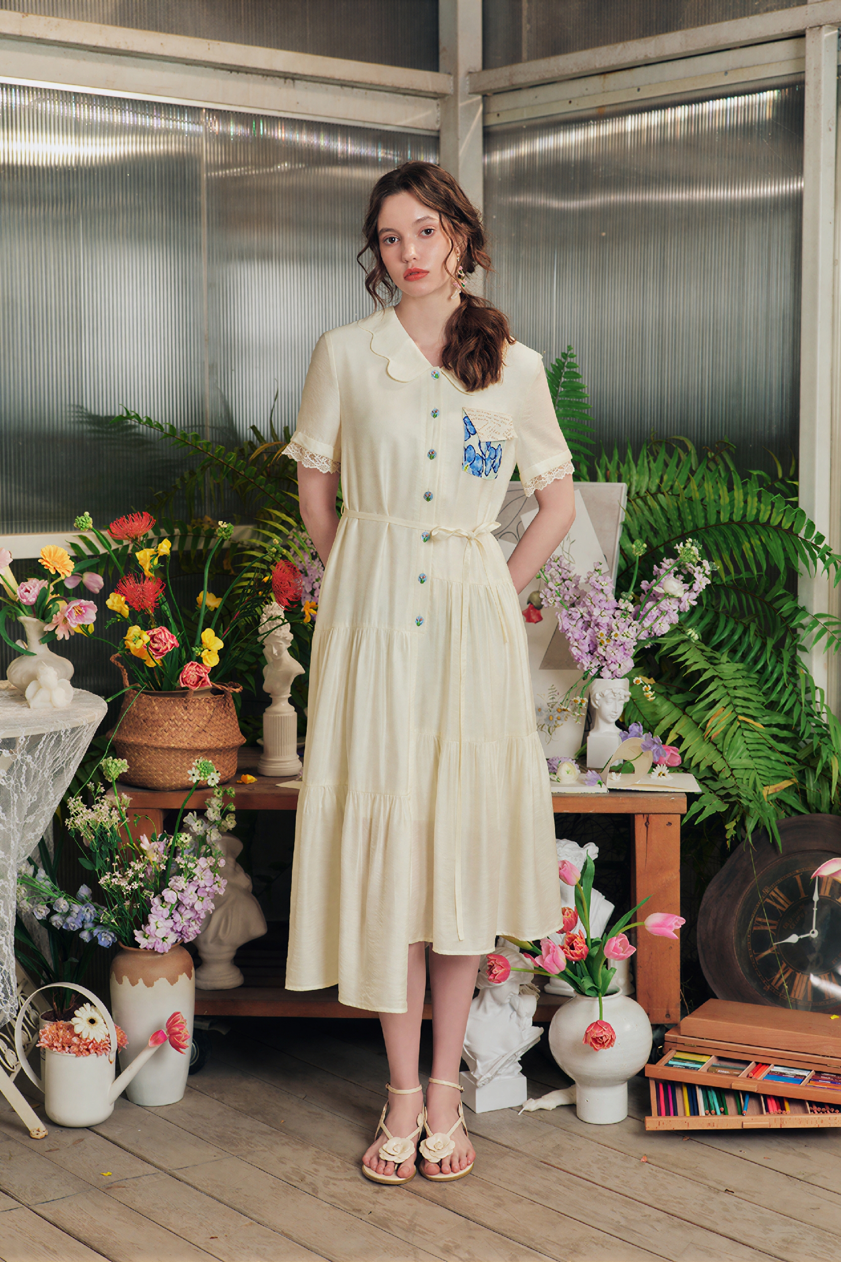 French Waist-Defined Shirt Dress