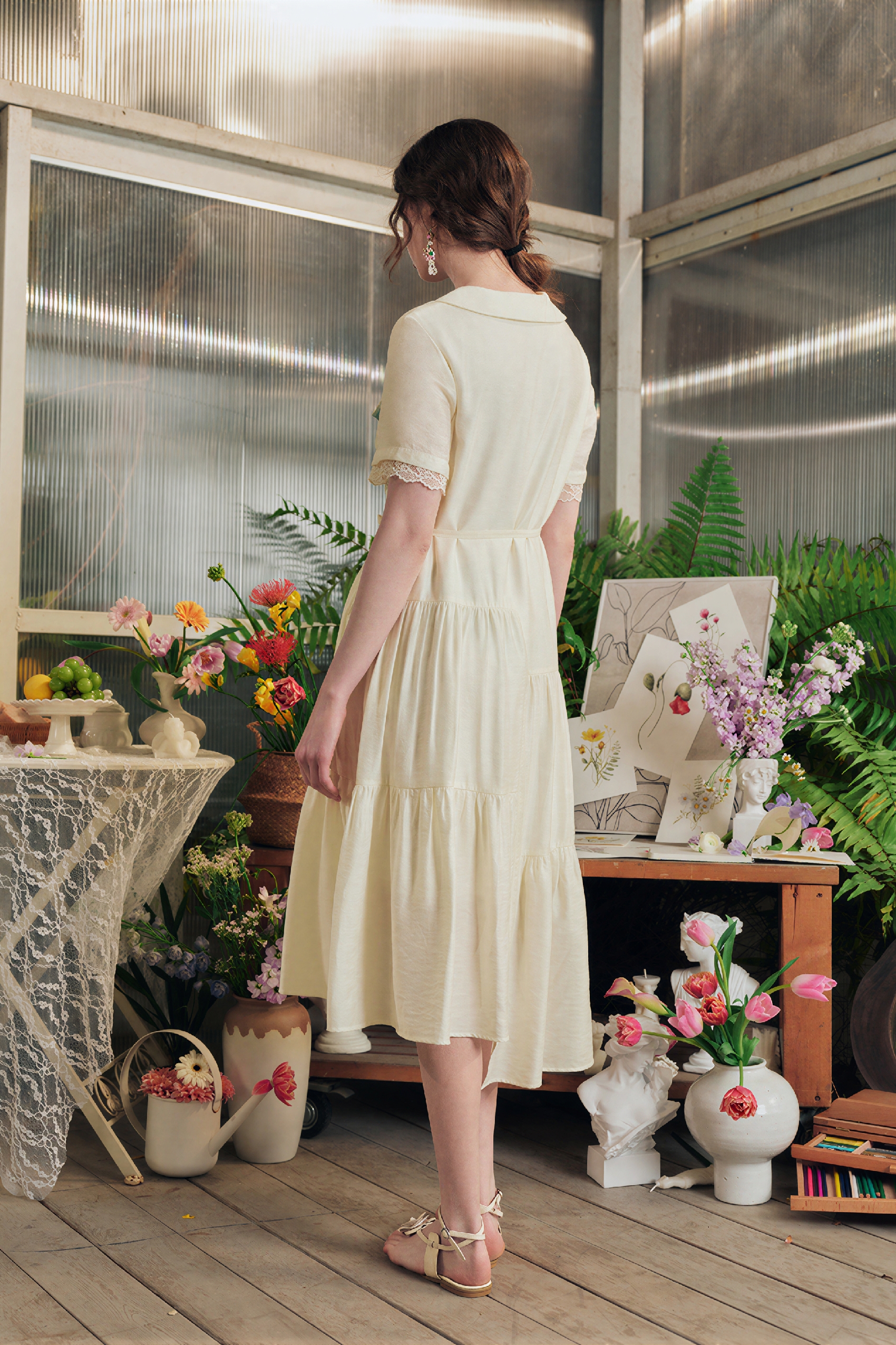 French Waist-Defined Shirt Dress