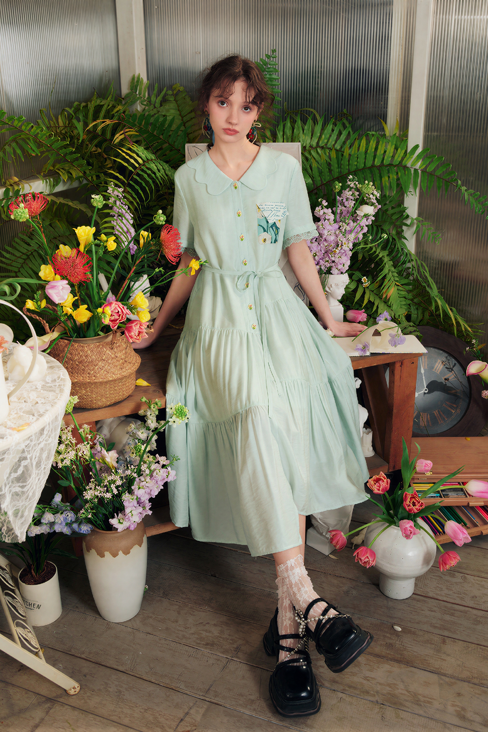 French Waist-Defined Shirt Dress