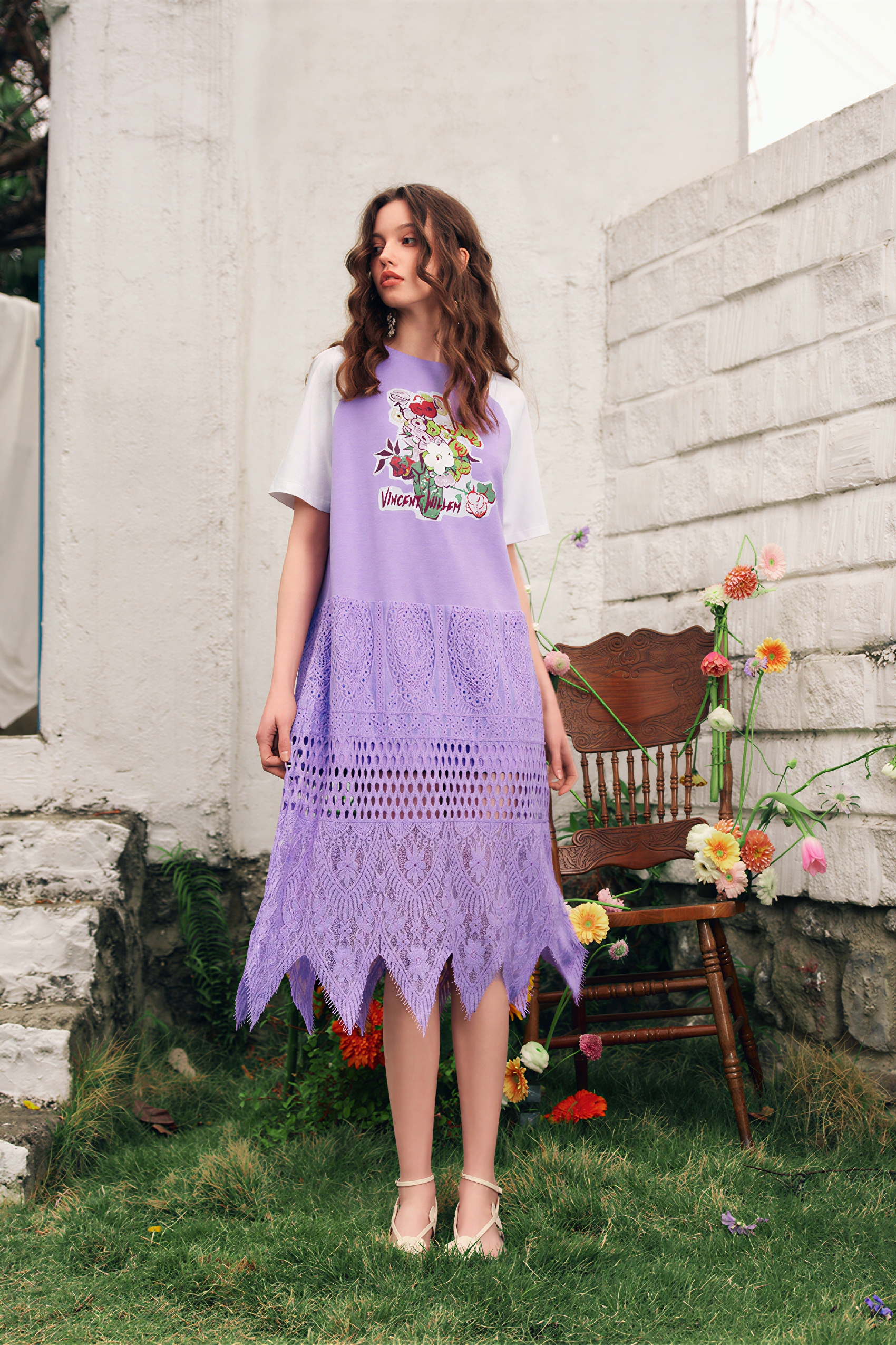 Purple Relaxed Long T-Shirt Dress | LYONSENS Women's Fashion