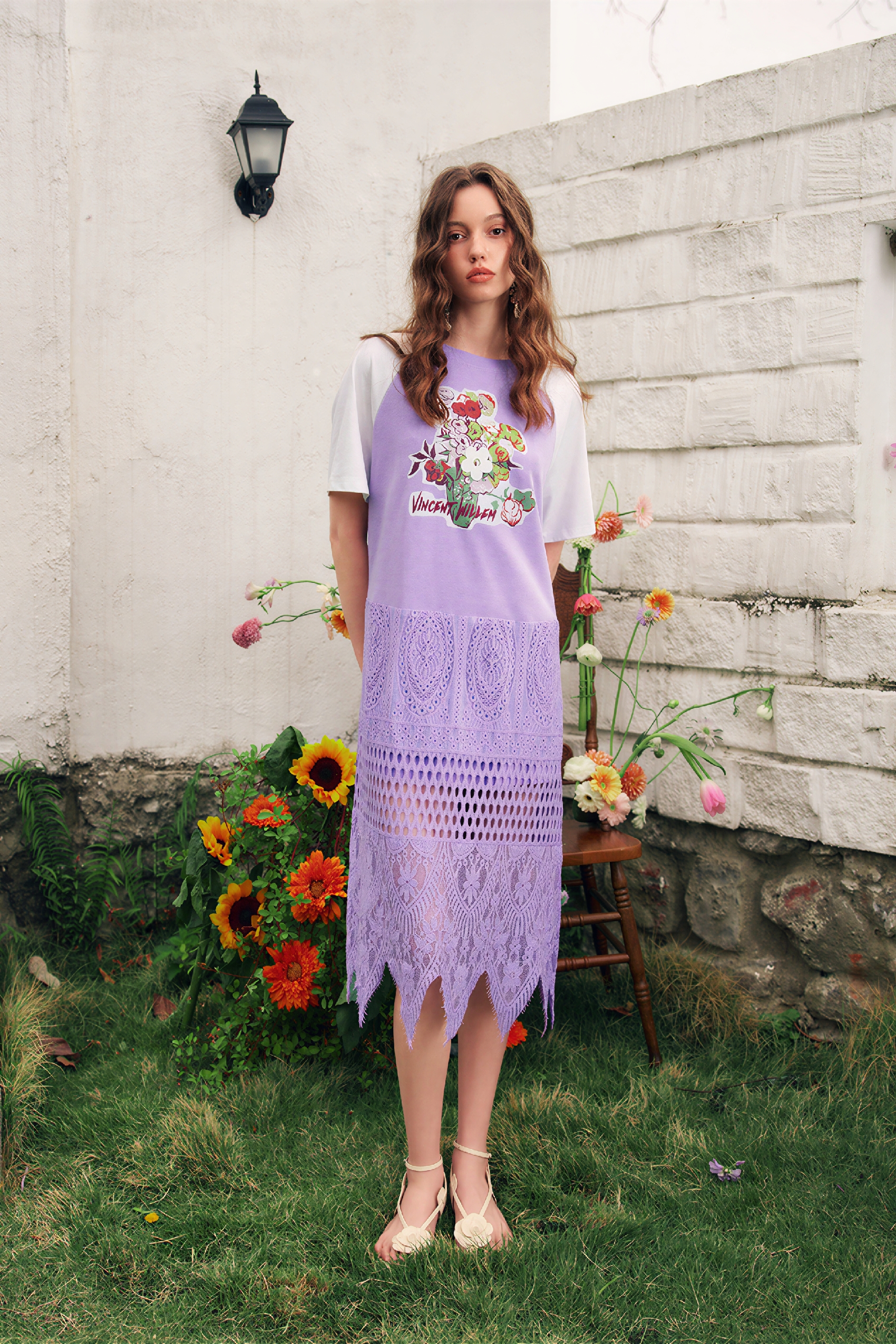Purple Relaxed Long T-Shirt Dress | LYONSENS Women's Fashion