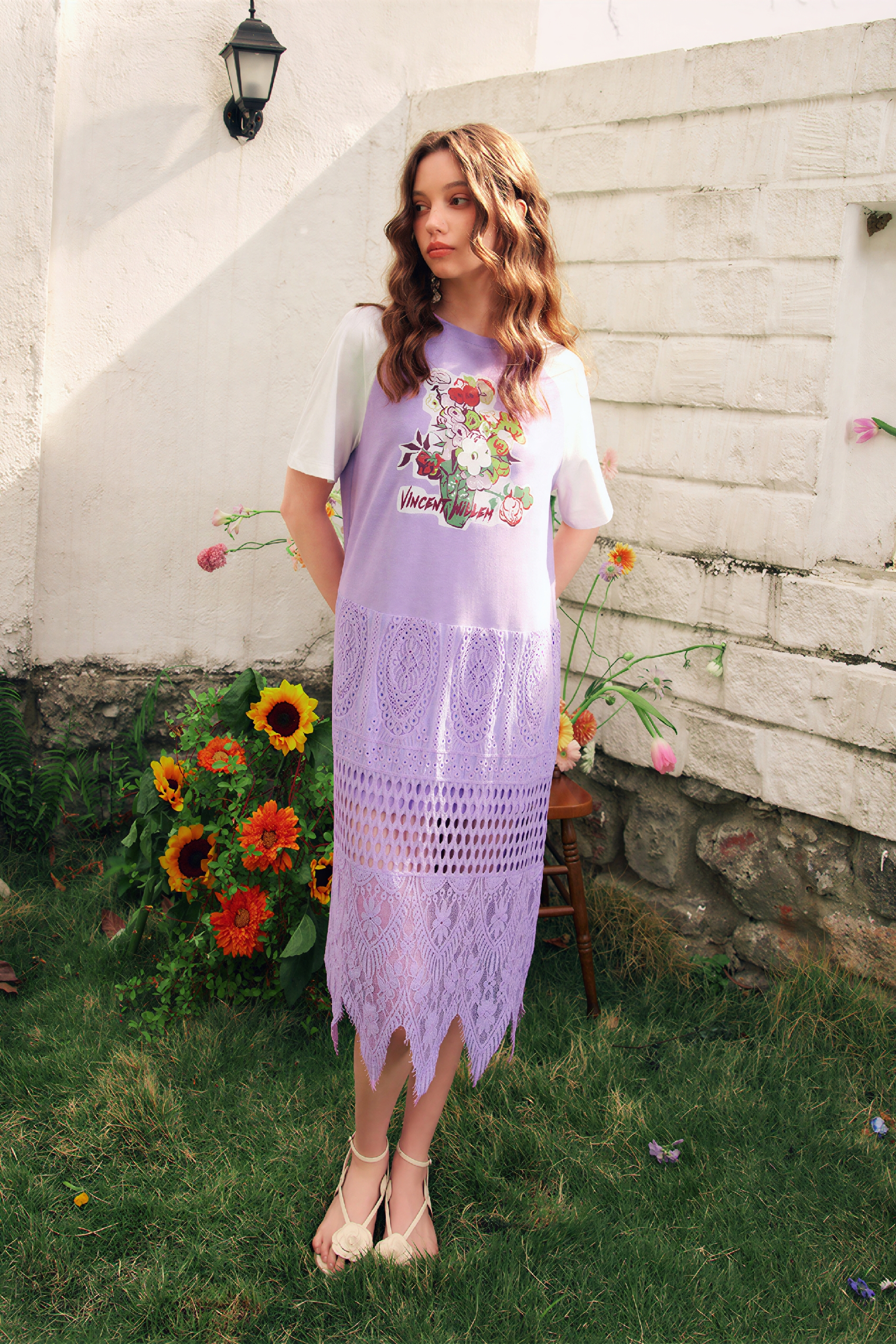 Purple Relaxed Long T-Shirt Dress | LYONSENS Women's Fashion