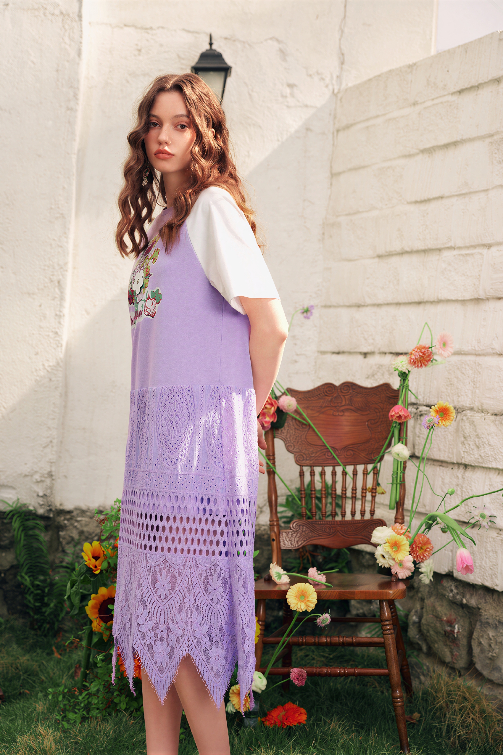 Purple Relaxed Long T-Shirt Dress | LYONSENS Women's Fashion