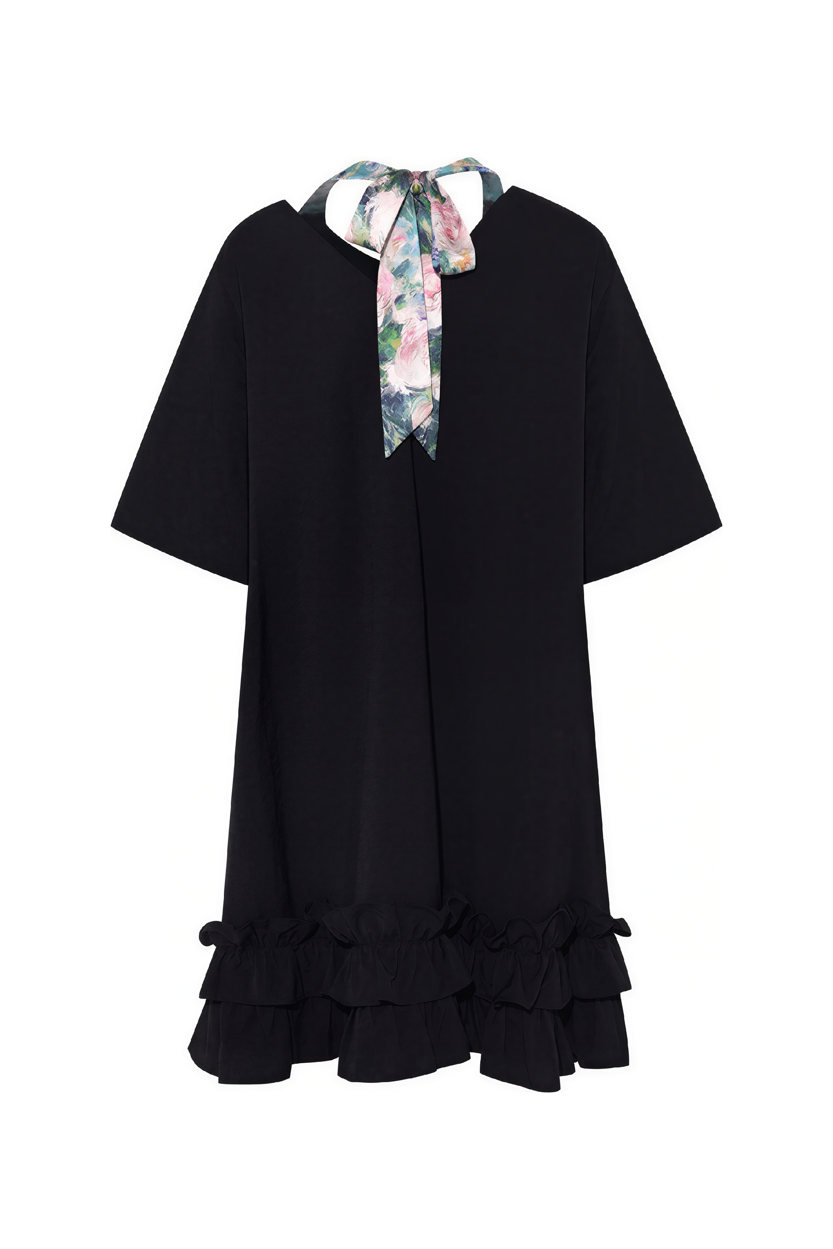 Pink Ruffle Printed T-Shirt Dress