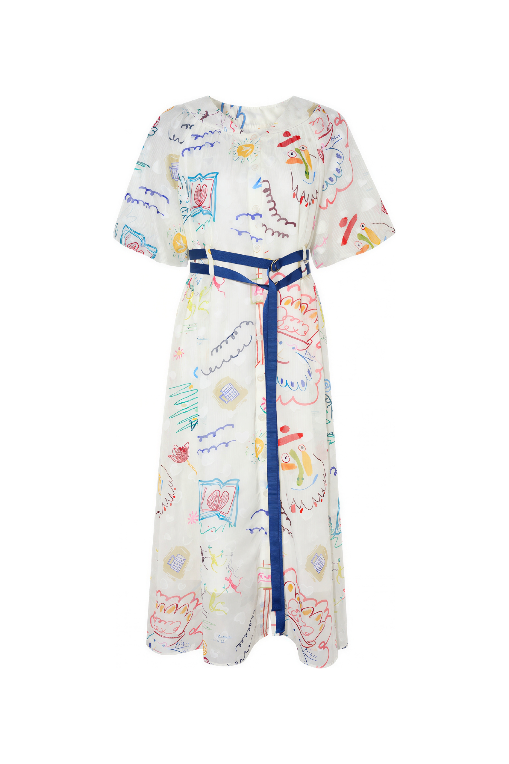 Waist-Defining Short-Sleeve Slimming Dress