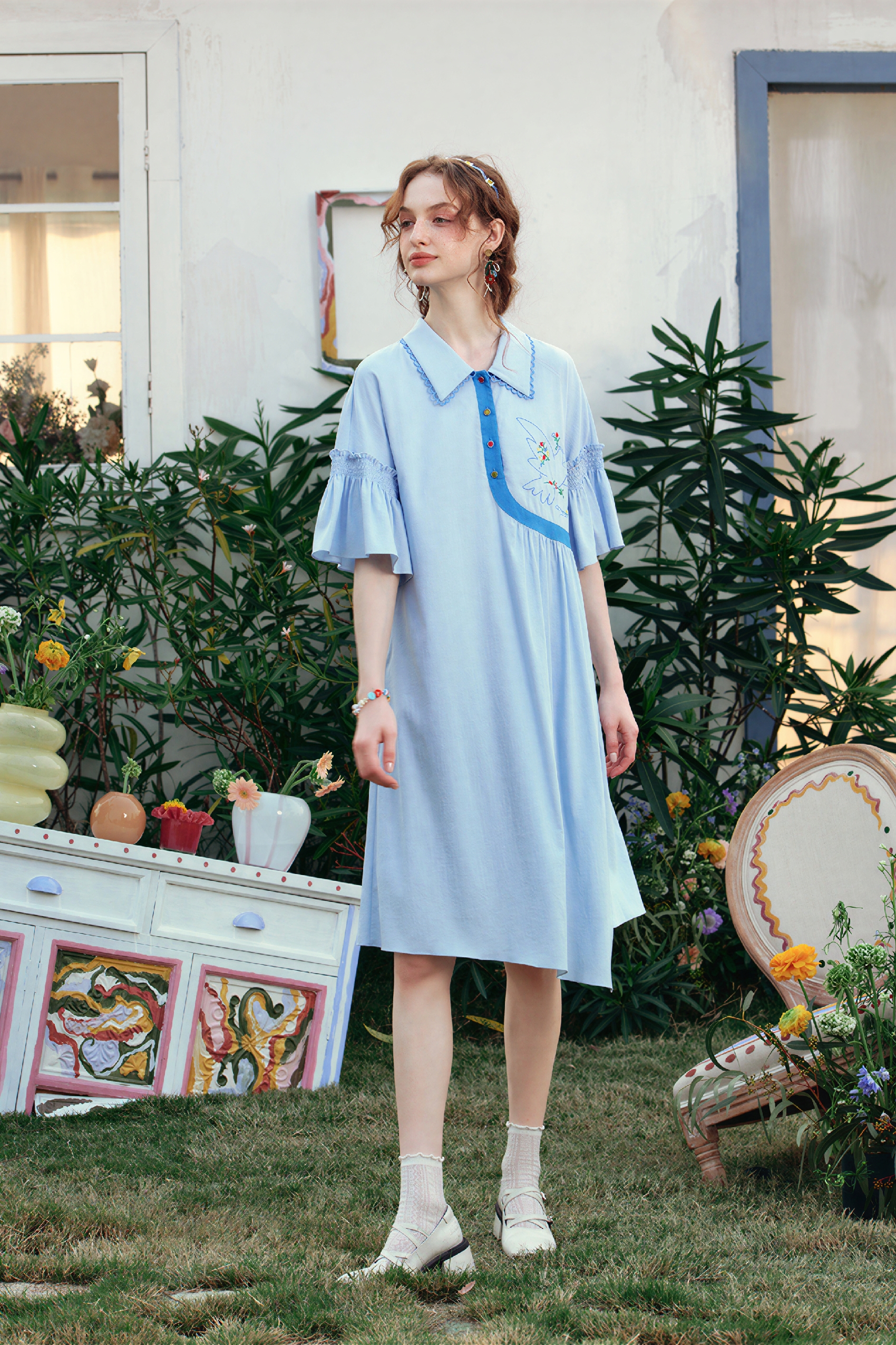 White French Designer Shirt Dress | LYONSENS Women's Fashion
