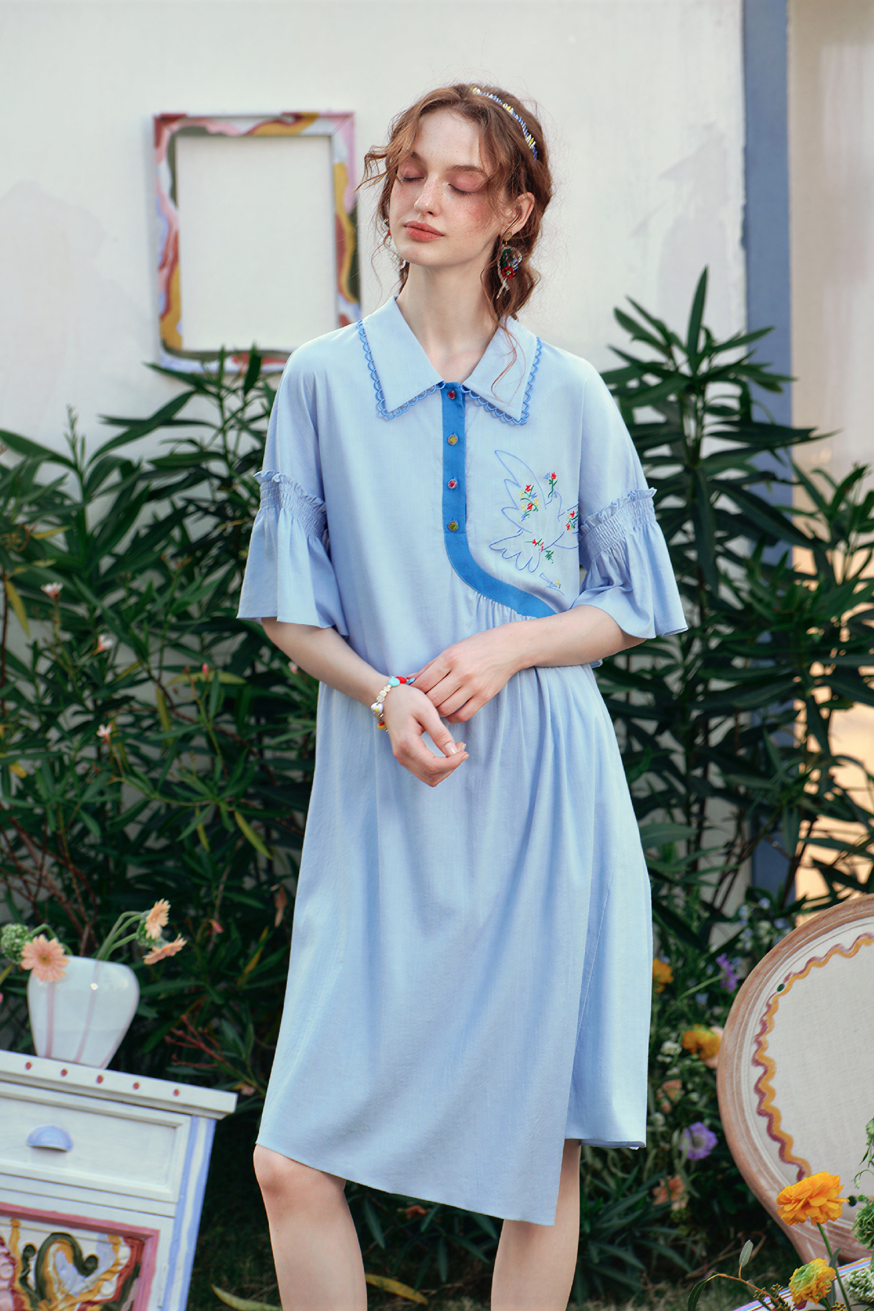 White French Designer Shirt Dress | LYONSENS Women's Fashion