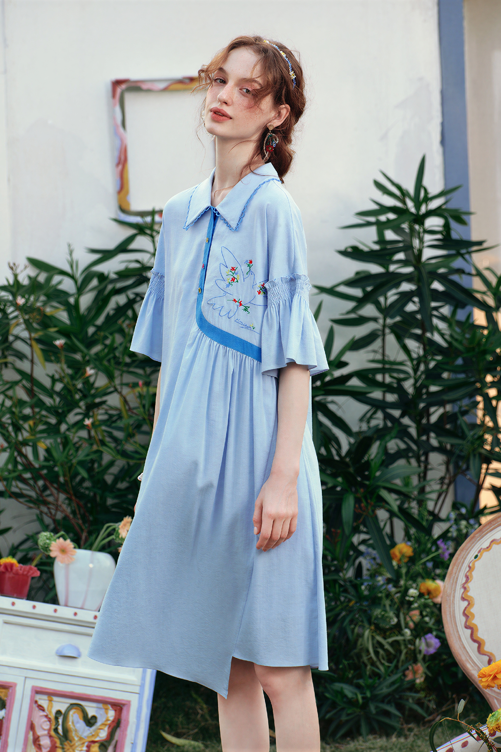 White French Designer Shirt Dress | LYONSENS Women's Fashion