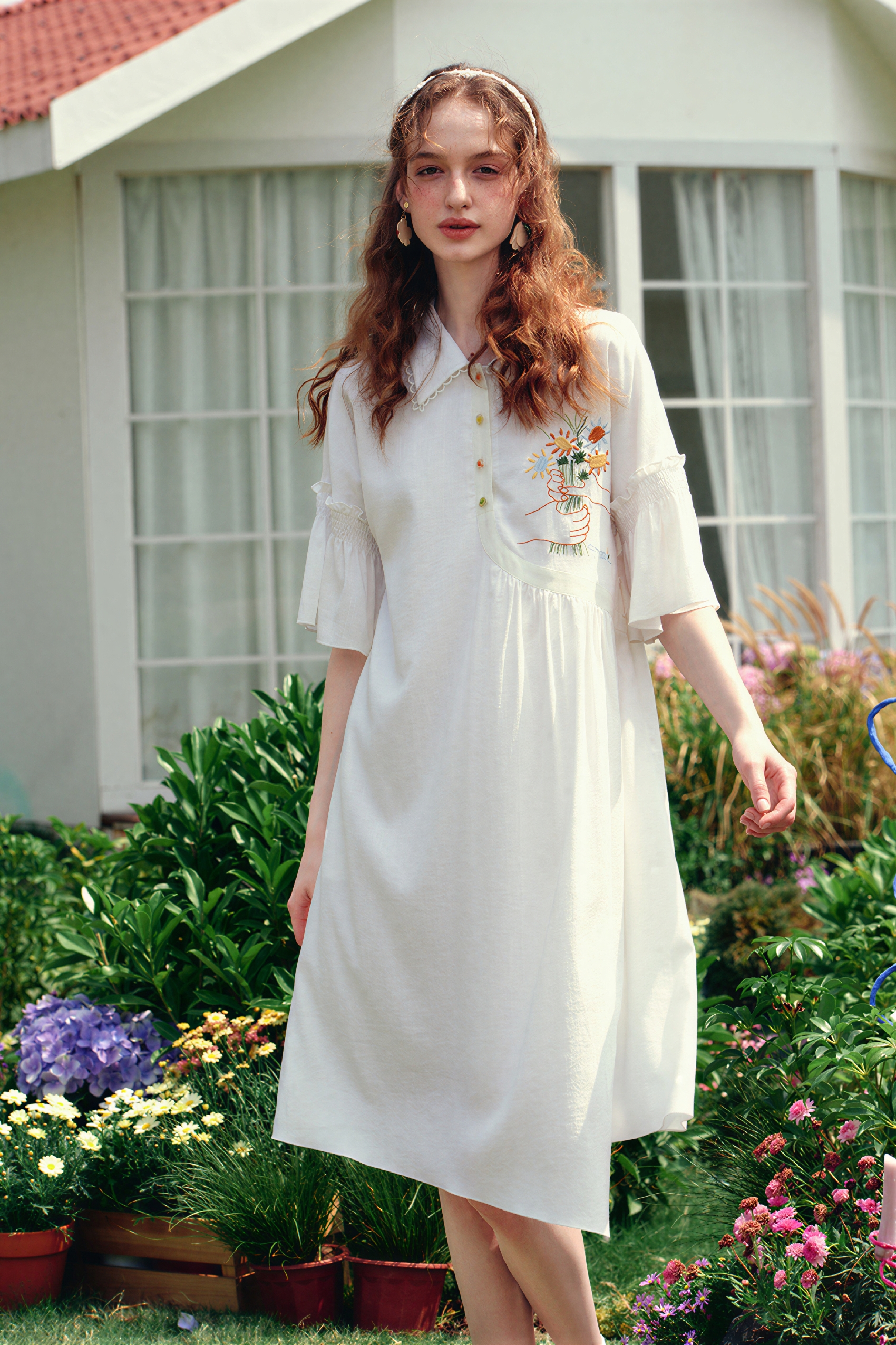White French Designer Shirt Dress | LYONSENS Women's Fashion