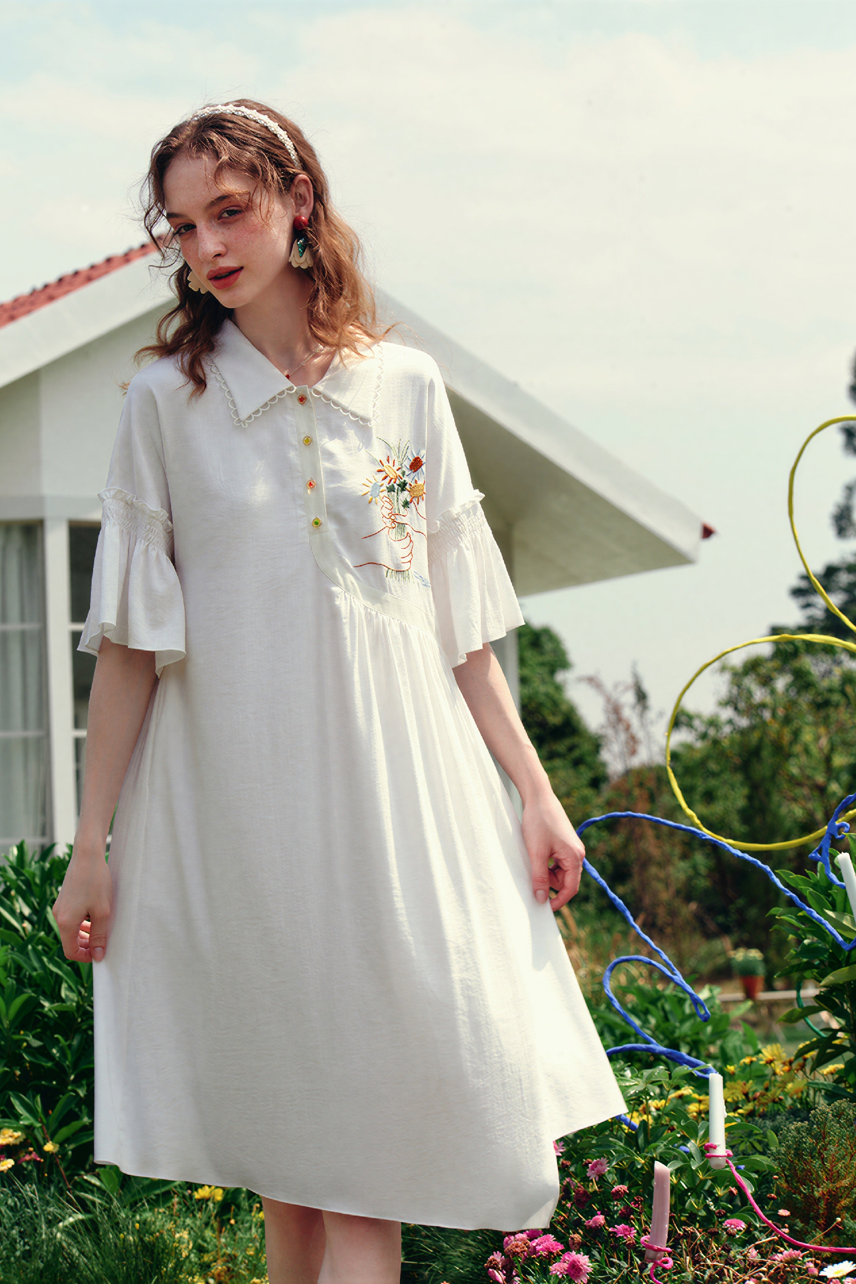 White French Designer Shirt Dress | LYONSENS Women's Fashion