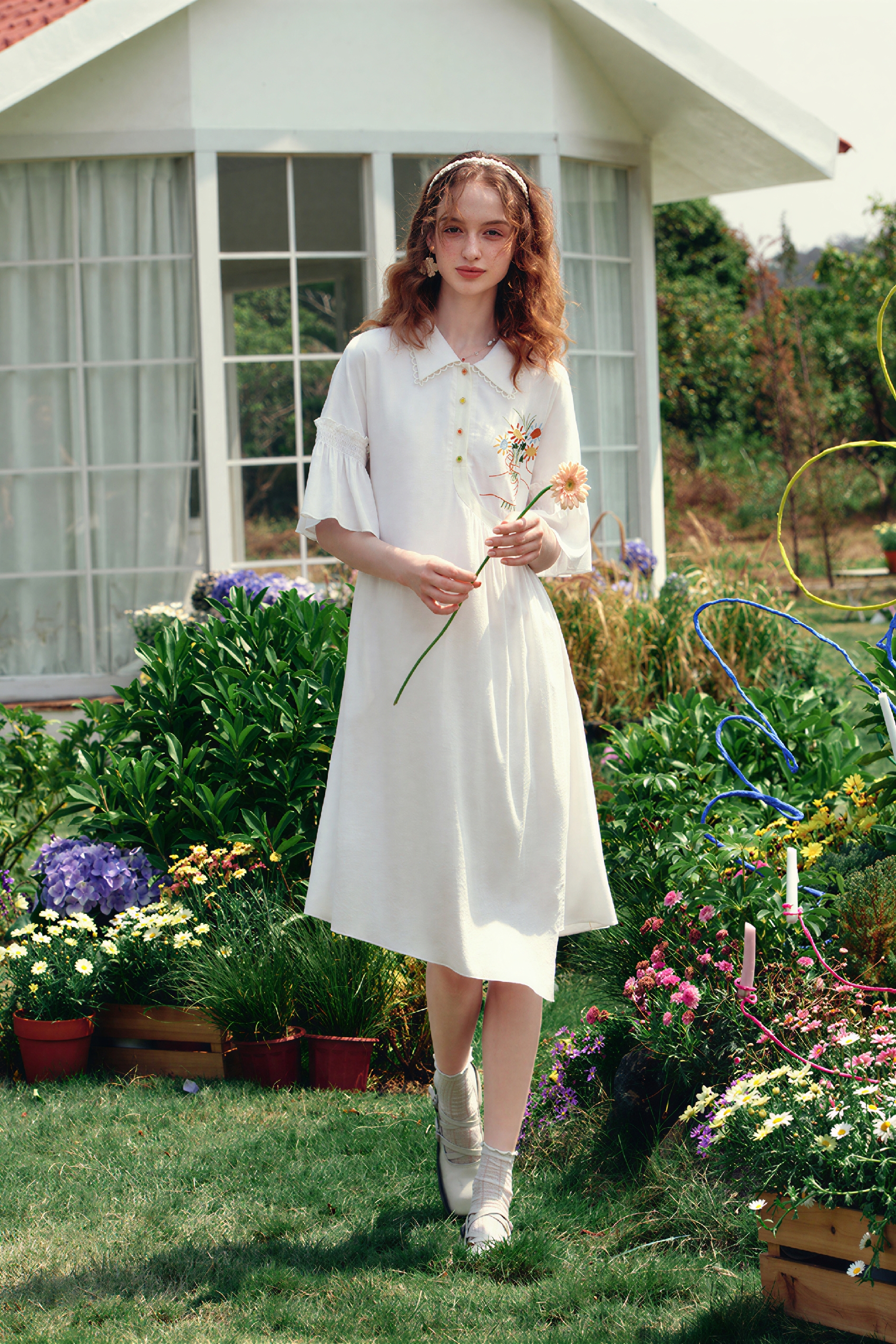 White French Designer Shirt Dress | LYONSENS Women's Fashion