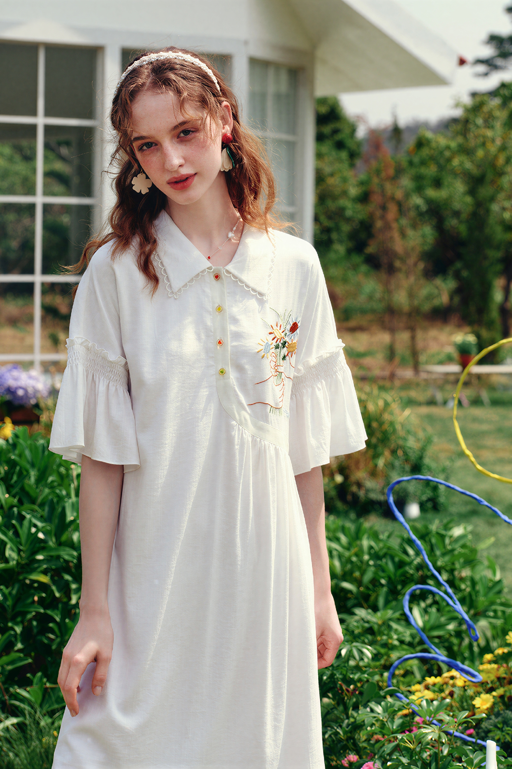 White French Designer Shirt Dress | LYONSENS Women's Fashion