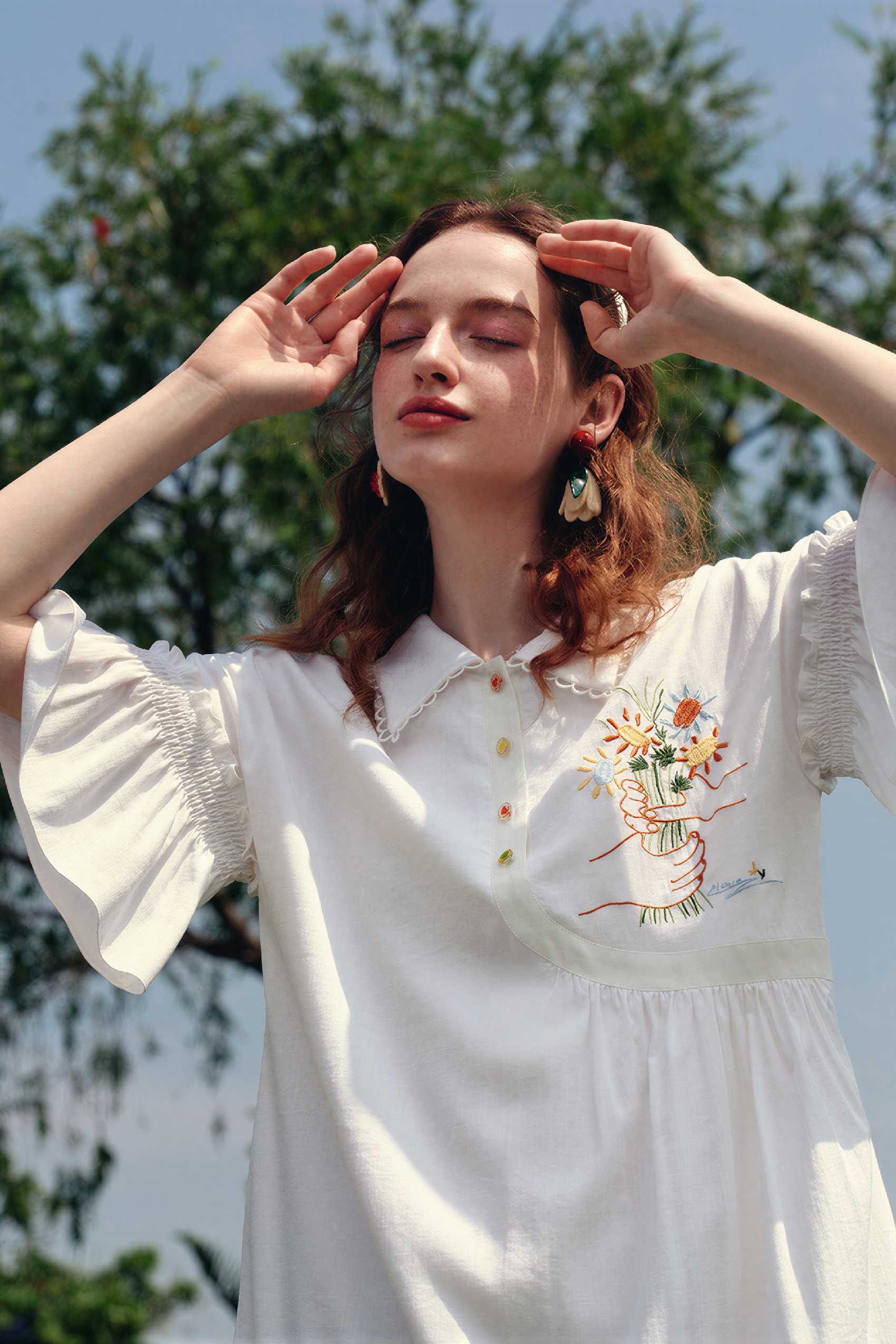 White French Designer Shirt Dress | LYONSENS Women's Fashion